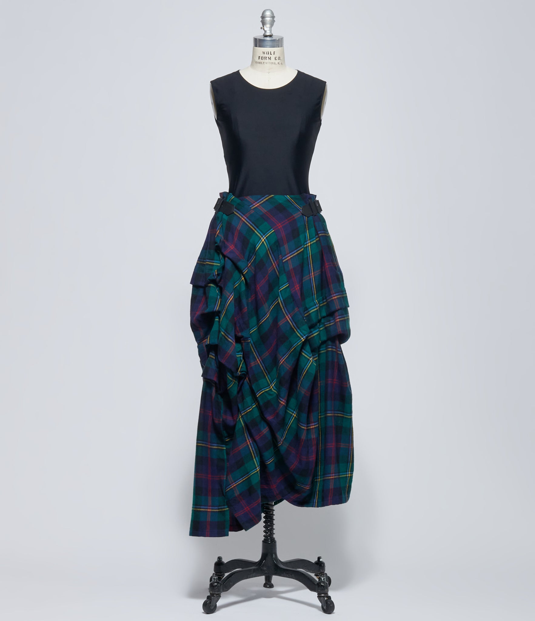 LIMI Feu Women's Green Plaid Tuck Skirt