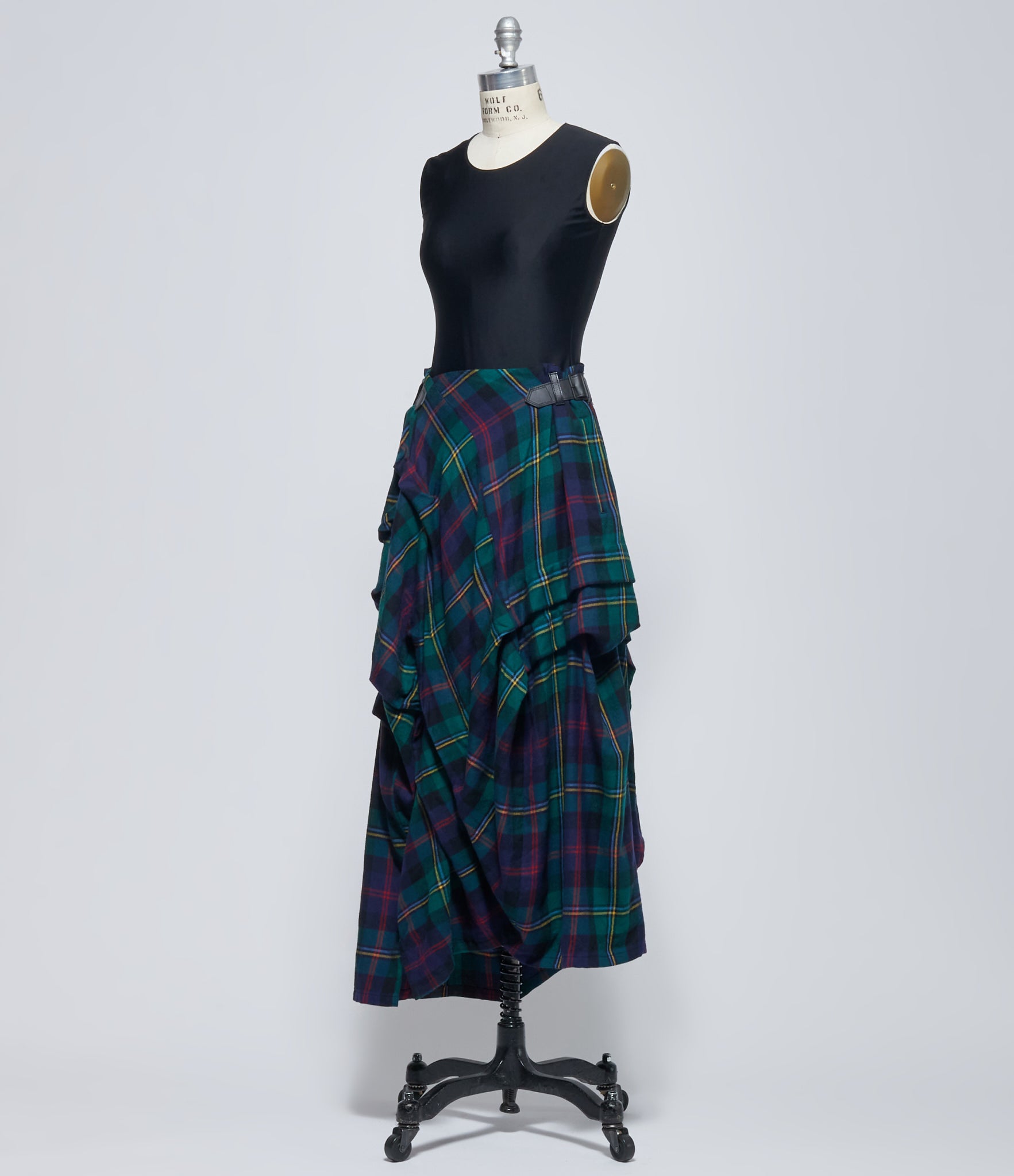 LIMI Feu Women's Green Plaid Tuck Skirt