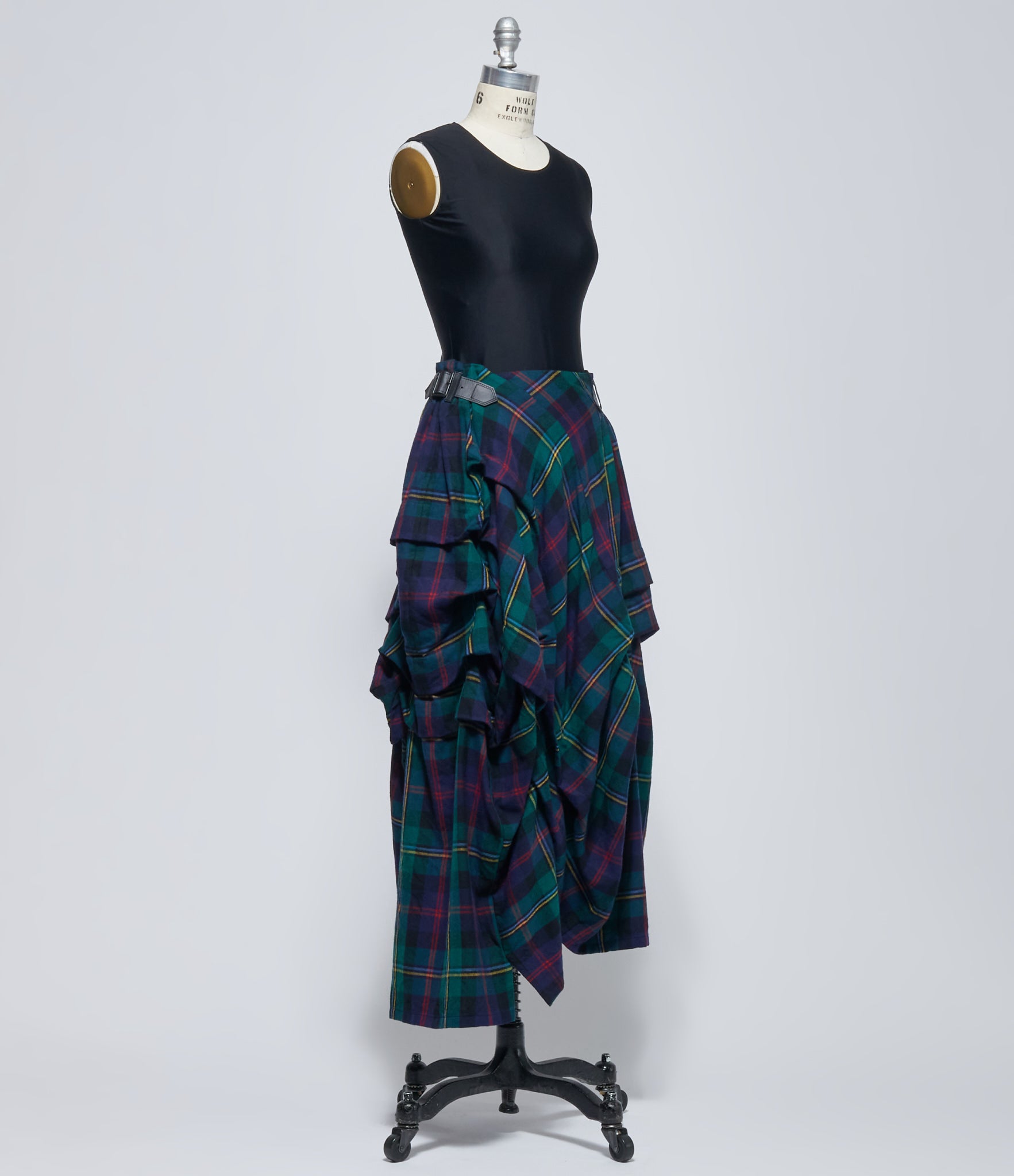 LIMI Feu Women's Green Plaid Tuck Skirt