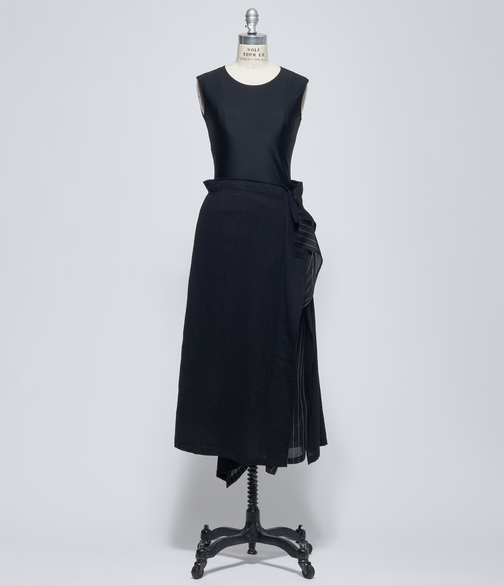 Yohji Yamamoto Womens Black L Double Layered Pinstripe Skirt