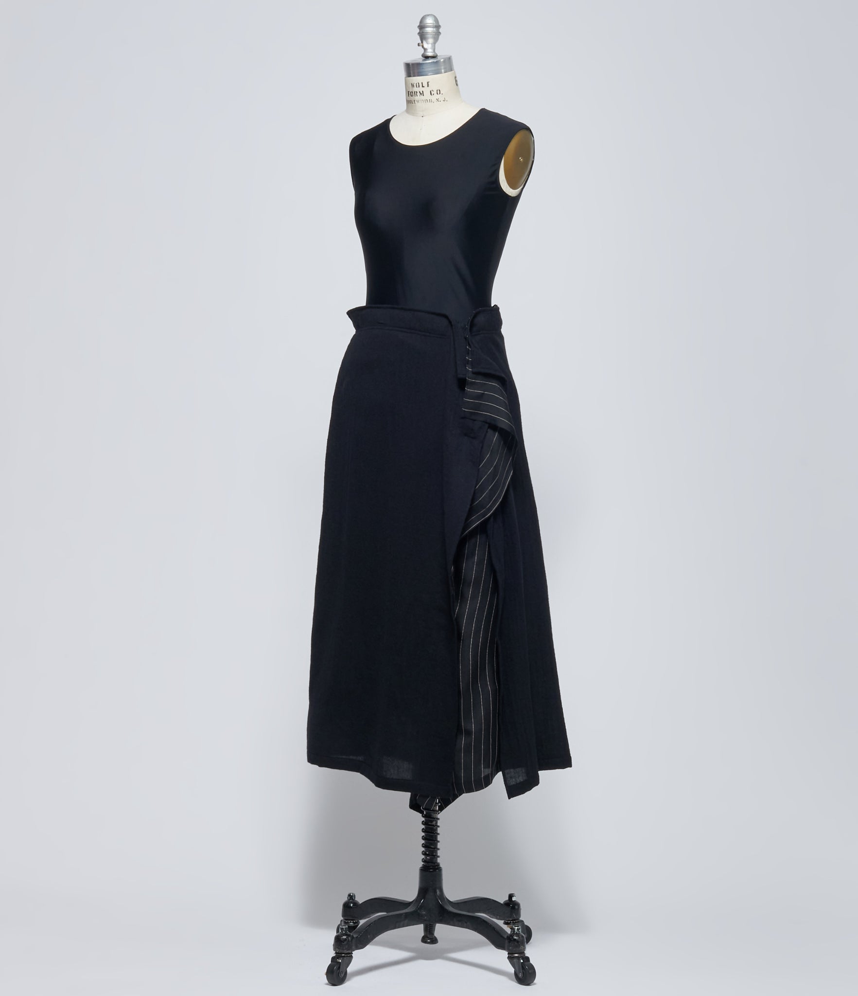 Yohji Yamamoto Womens Black L Double Layered Pinstripe Skirt