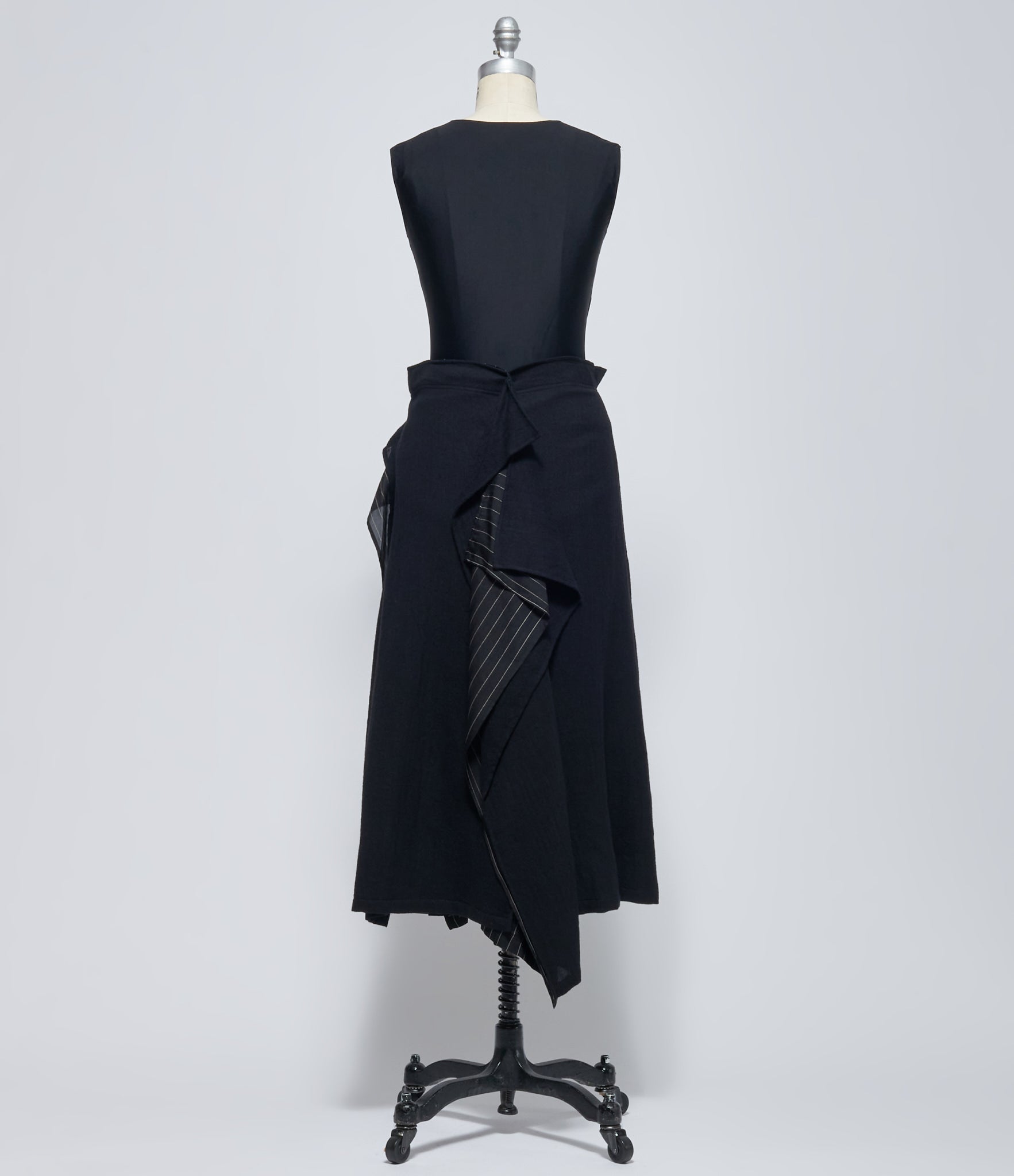 Yohji Yamamoto Womens Black L Double Layered Pinstripe Skirt