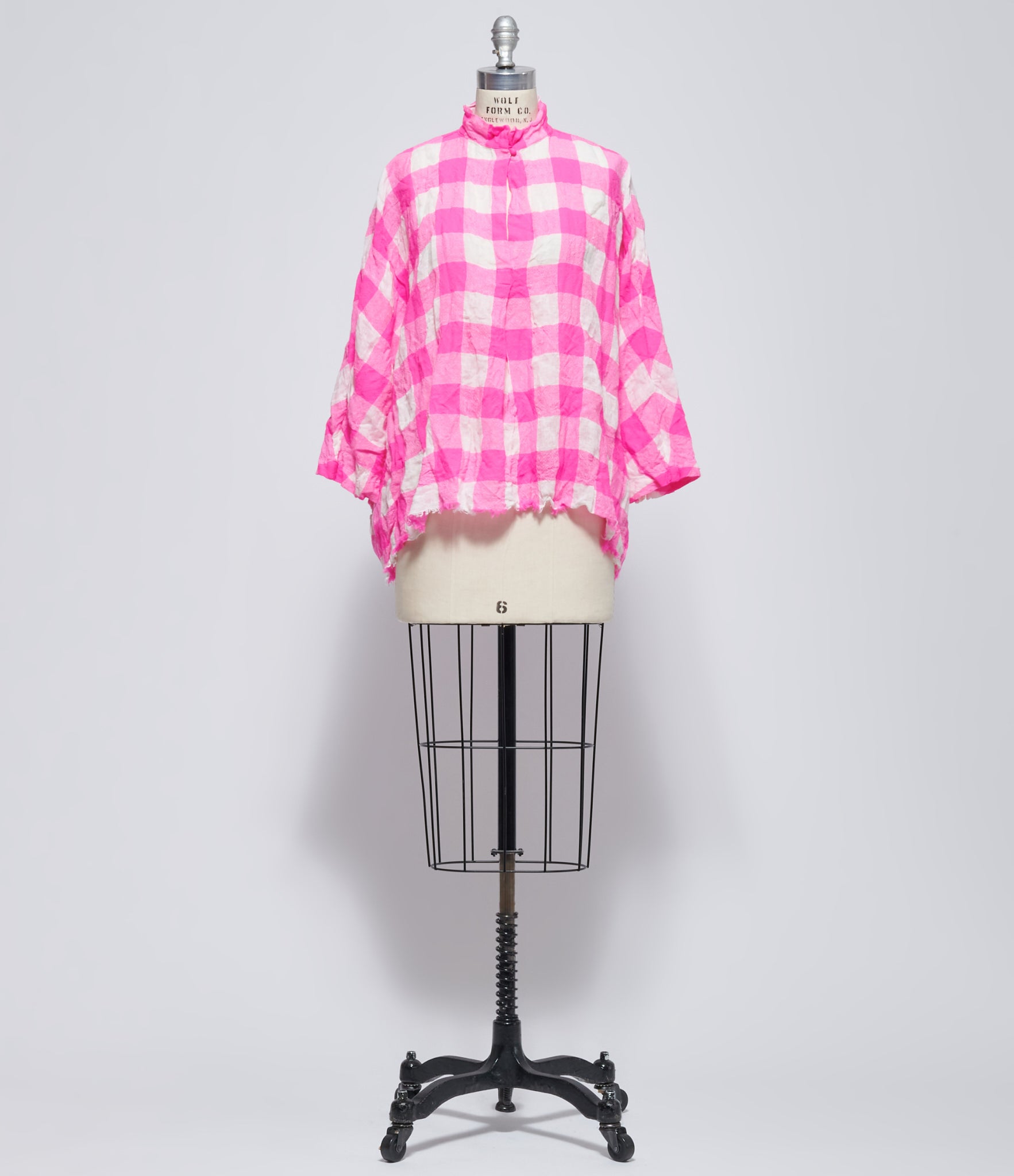Daniela Gregis Women's Fuchsia Check Washed Long Sleeve Shirt