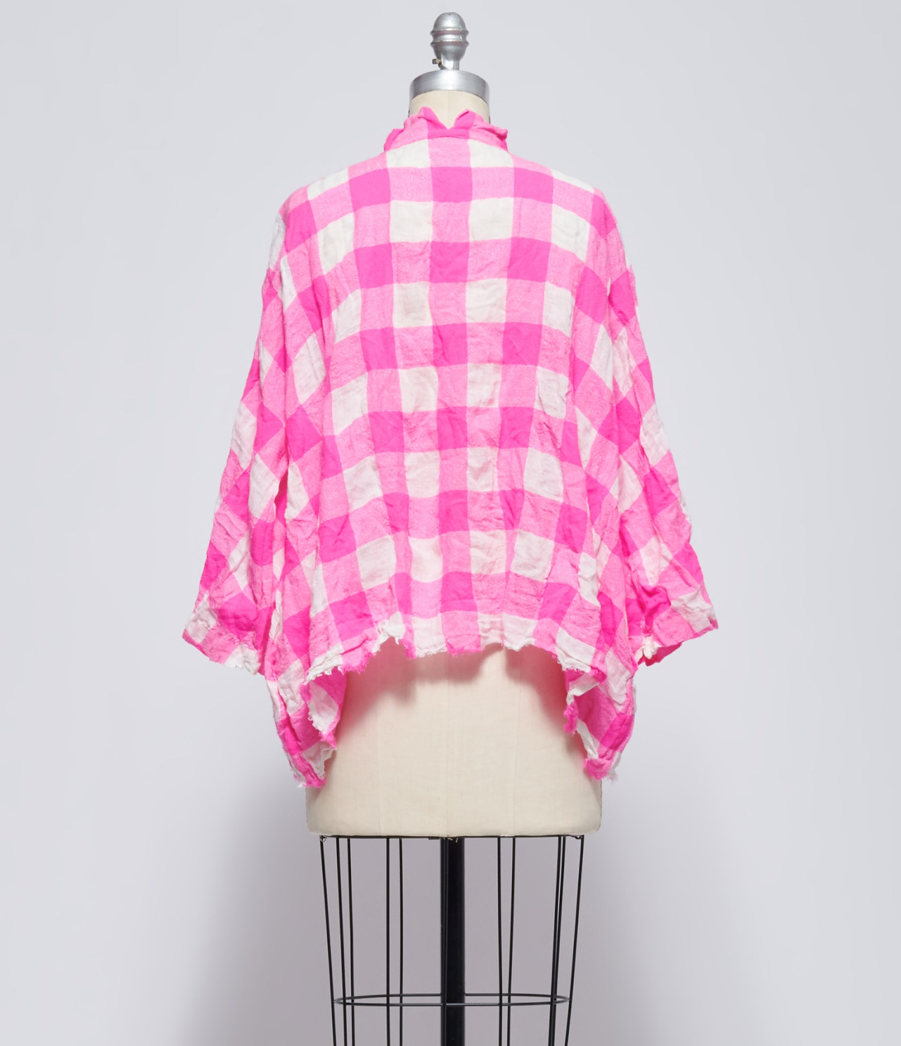 Daniela Gregis Women's Fuchsia Check Washed Long Sleeve Shirt
