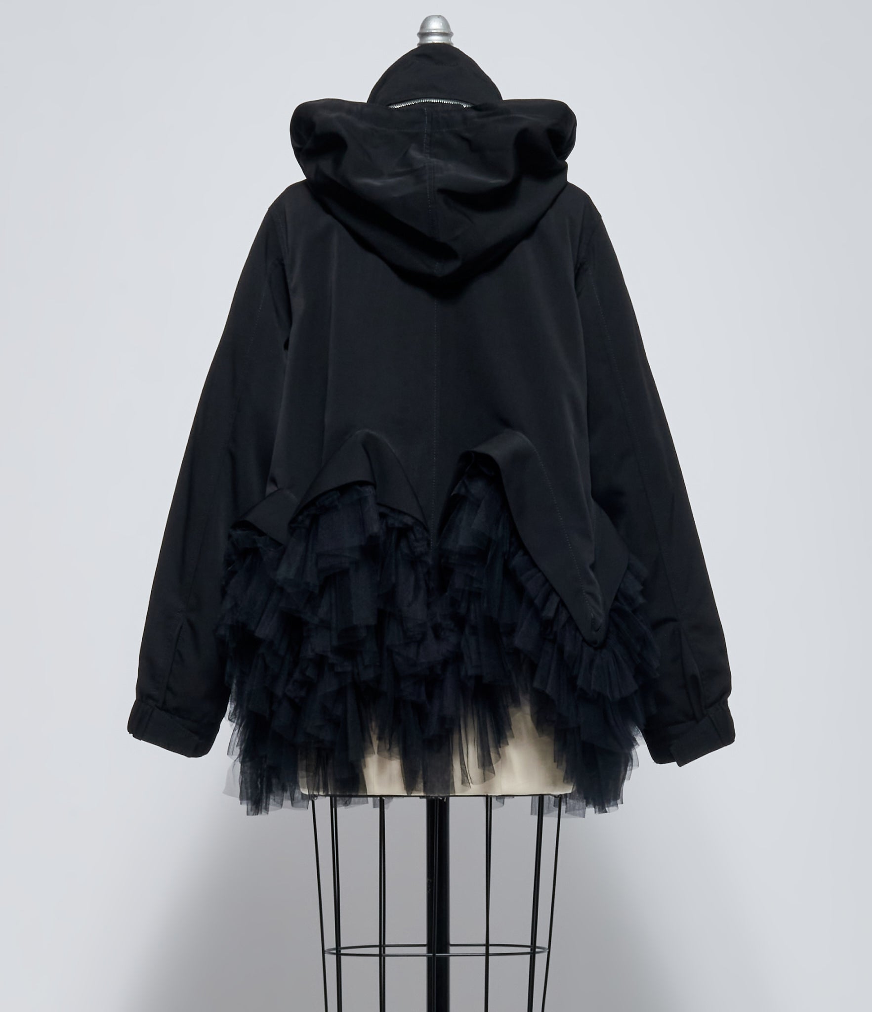 Noir Kei Ninomiya Women's Black Tulle Ruffle Hooded Blouson