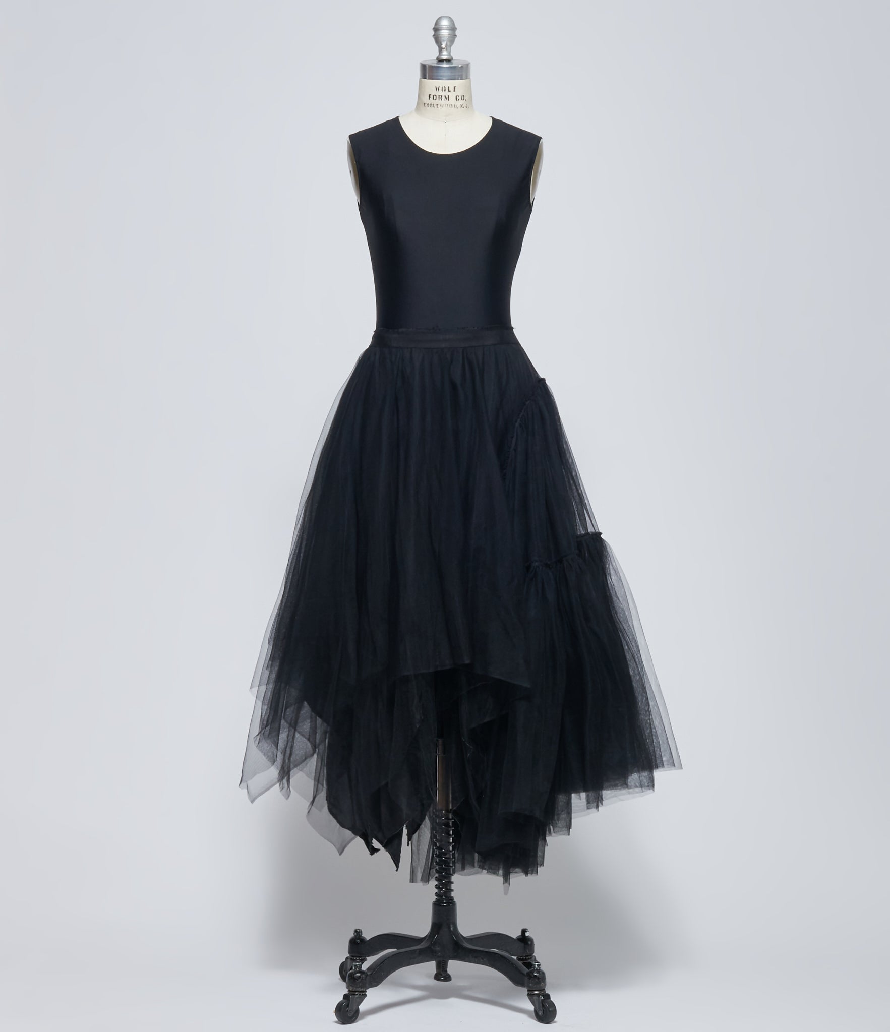 Marc Le Bihan Women's Black Asymmetric Double-Flounce Tulle Skirt