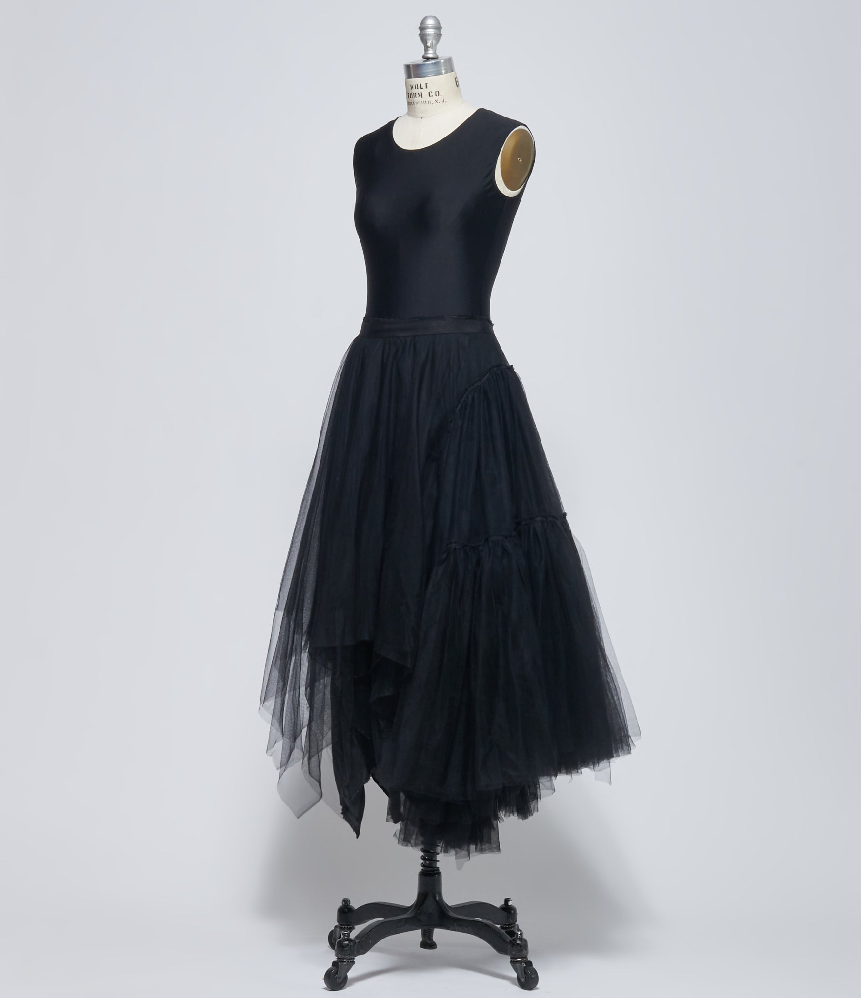 Marc Le Bihan Women's Black Asymmetric Double-Flounce Tulle Skirt
