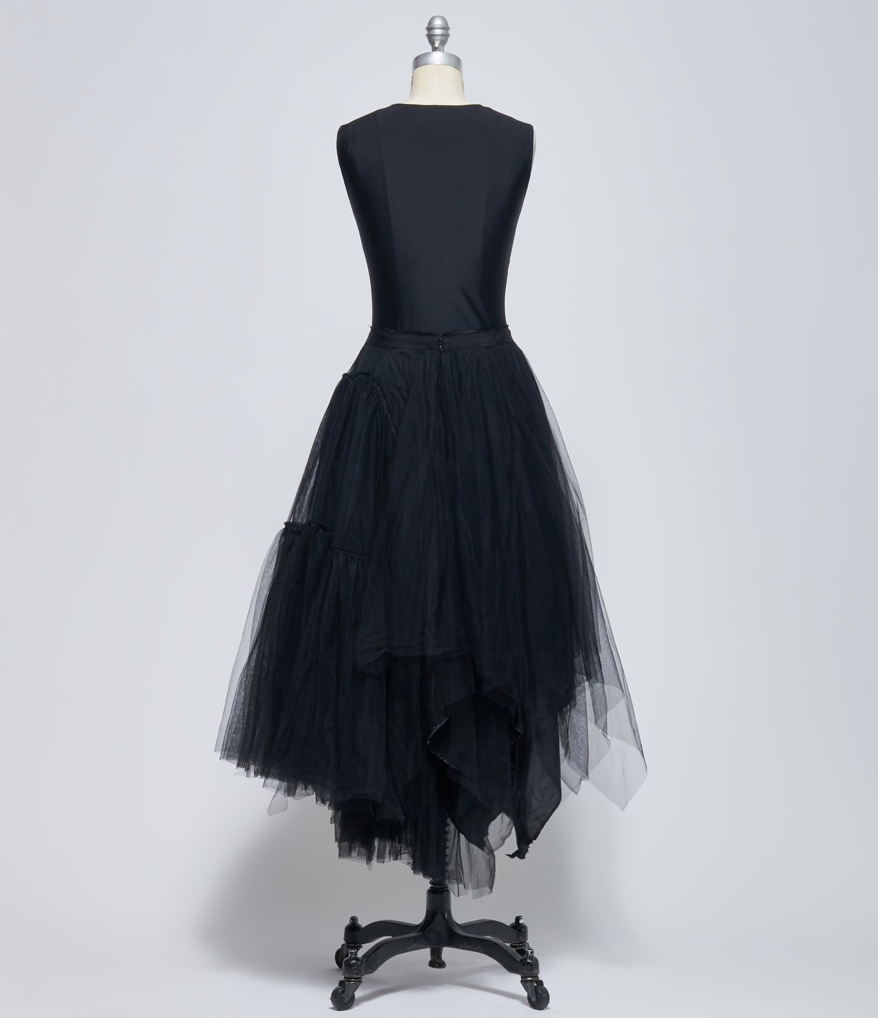 Marc Le Bihan Women's Black Asymmetric Double-Flounce Tulle Skirt