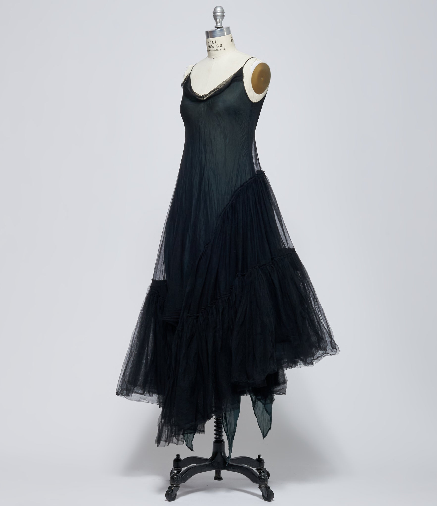 Marc Le Bihan Women’s Black Tulle Three-Flounce Slip Dress