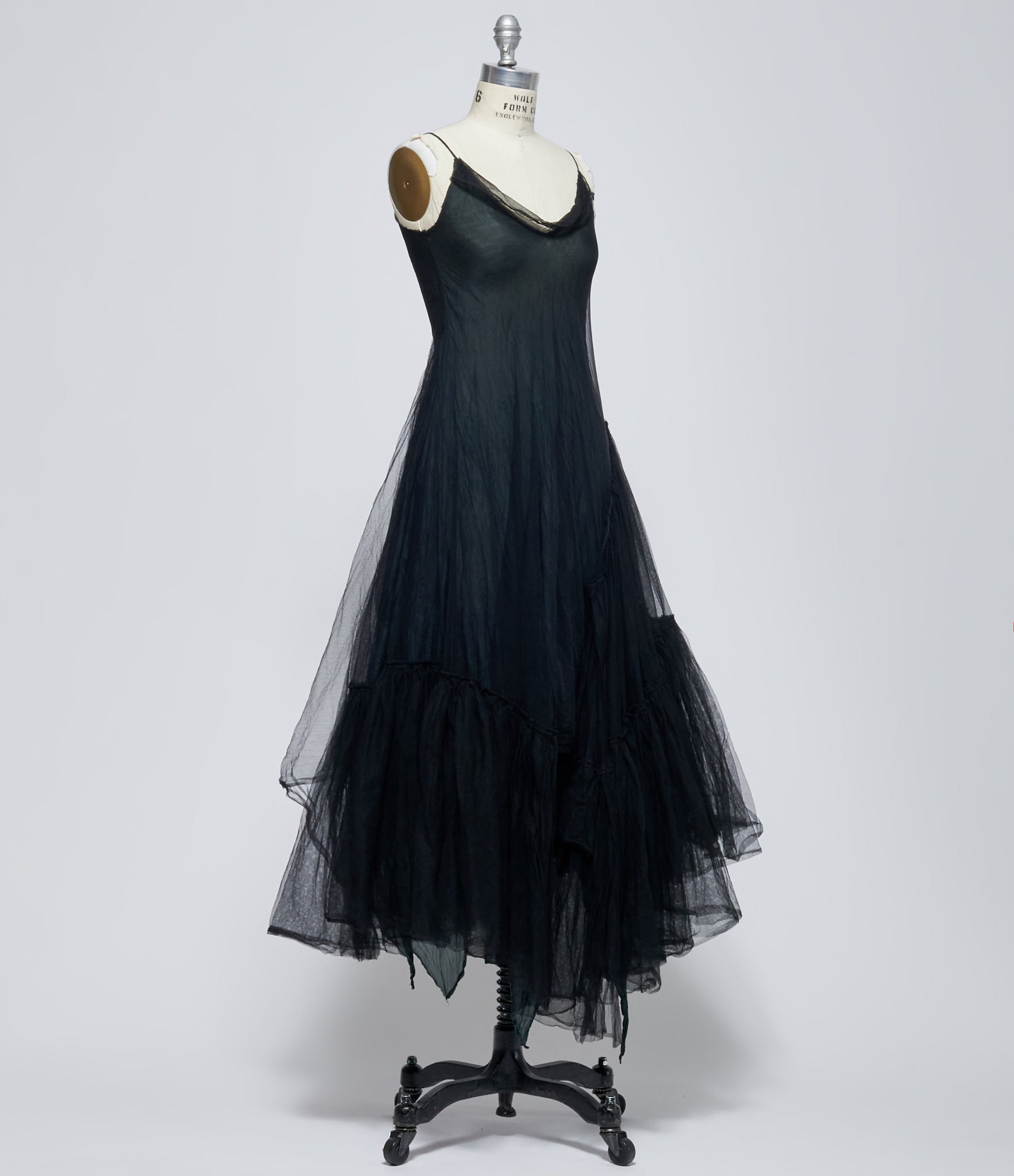 Marc Le Bihan Women’s Black Tulle Three-Flounce Slip Dress
