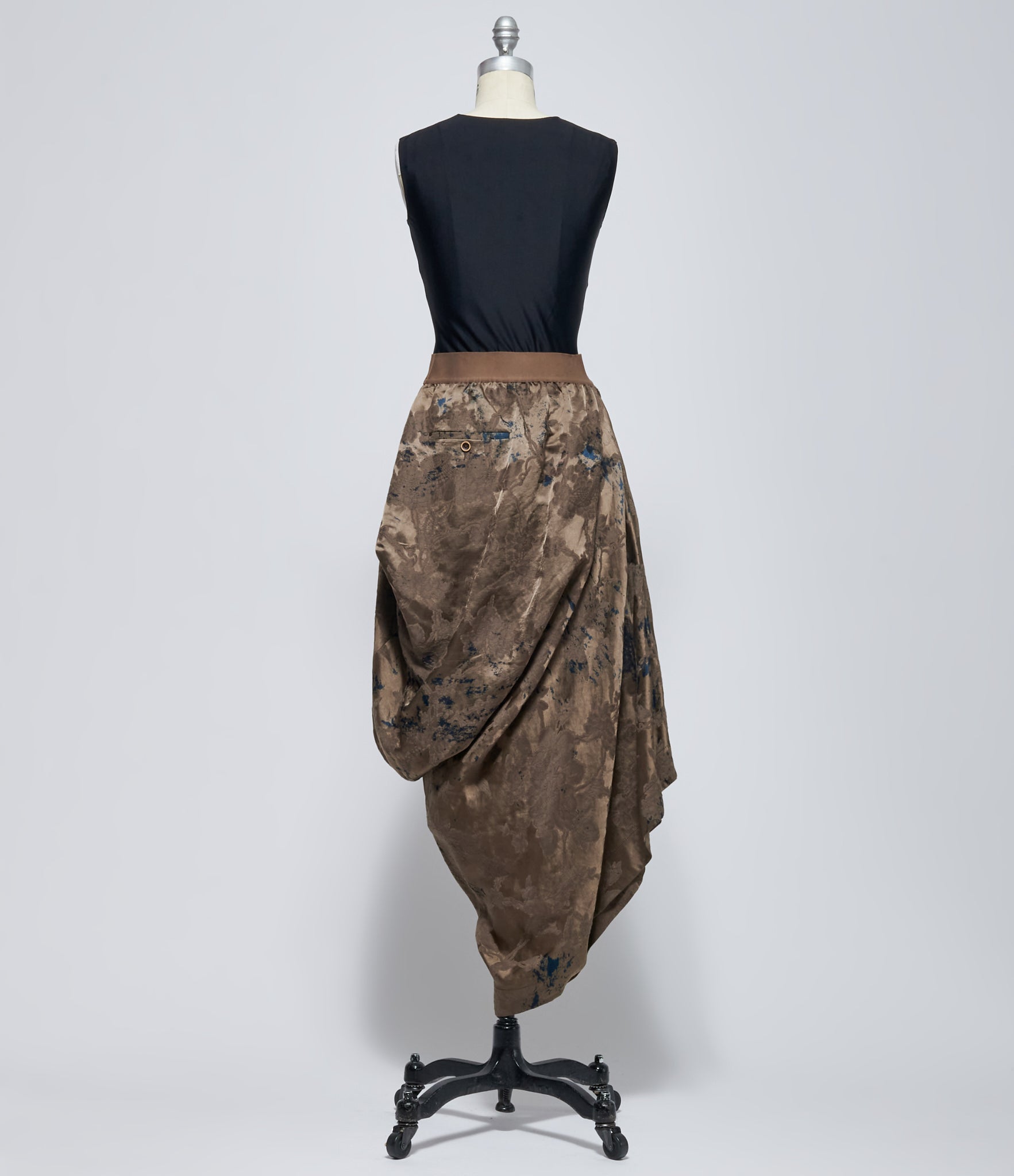Uma Wang Women's Brown Asymmetric Draped Floral Skirt