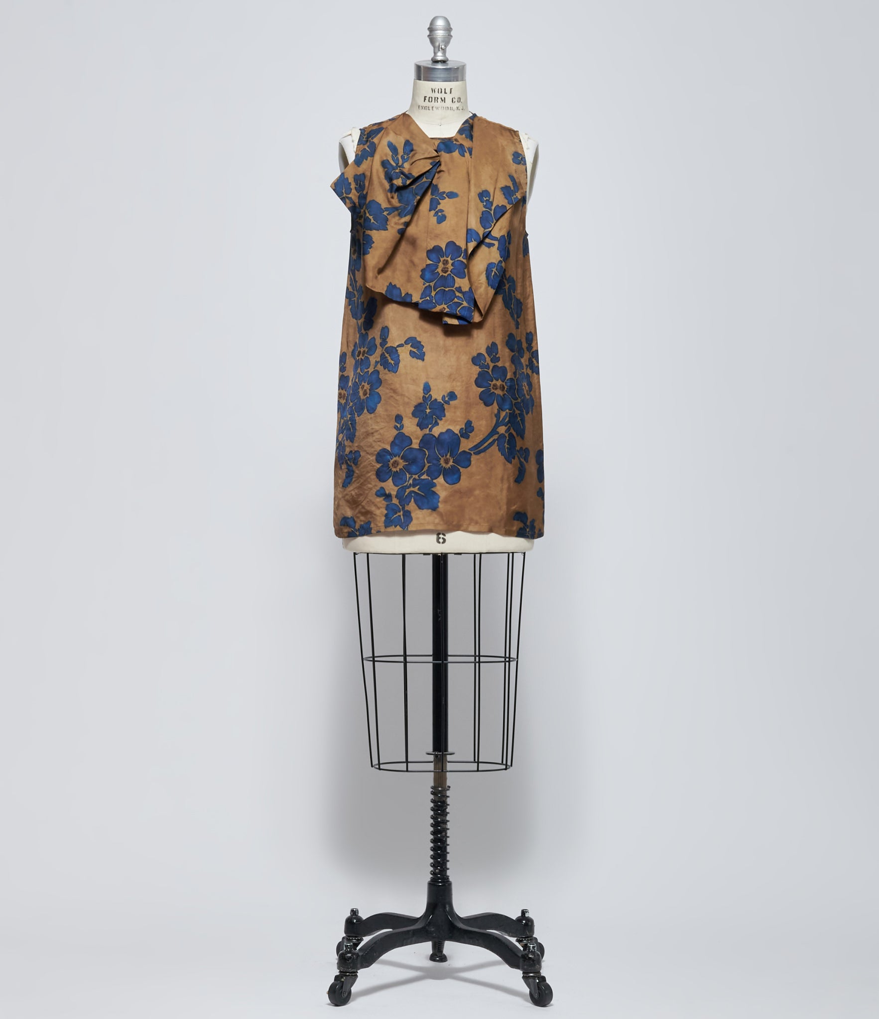 Uma Wang Women's Mustard/Blue Teet Floral Draped Top