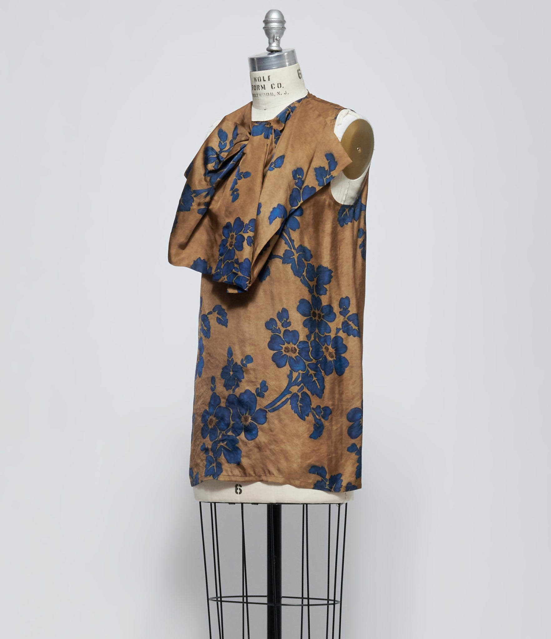 Uma Wang Women's Mustard/Blue Teet Floral Draped Top