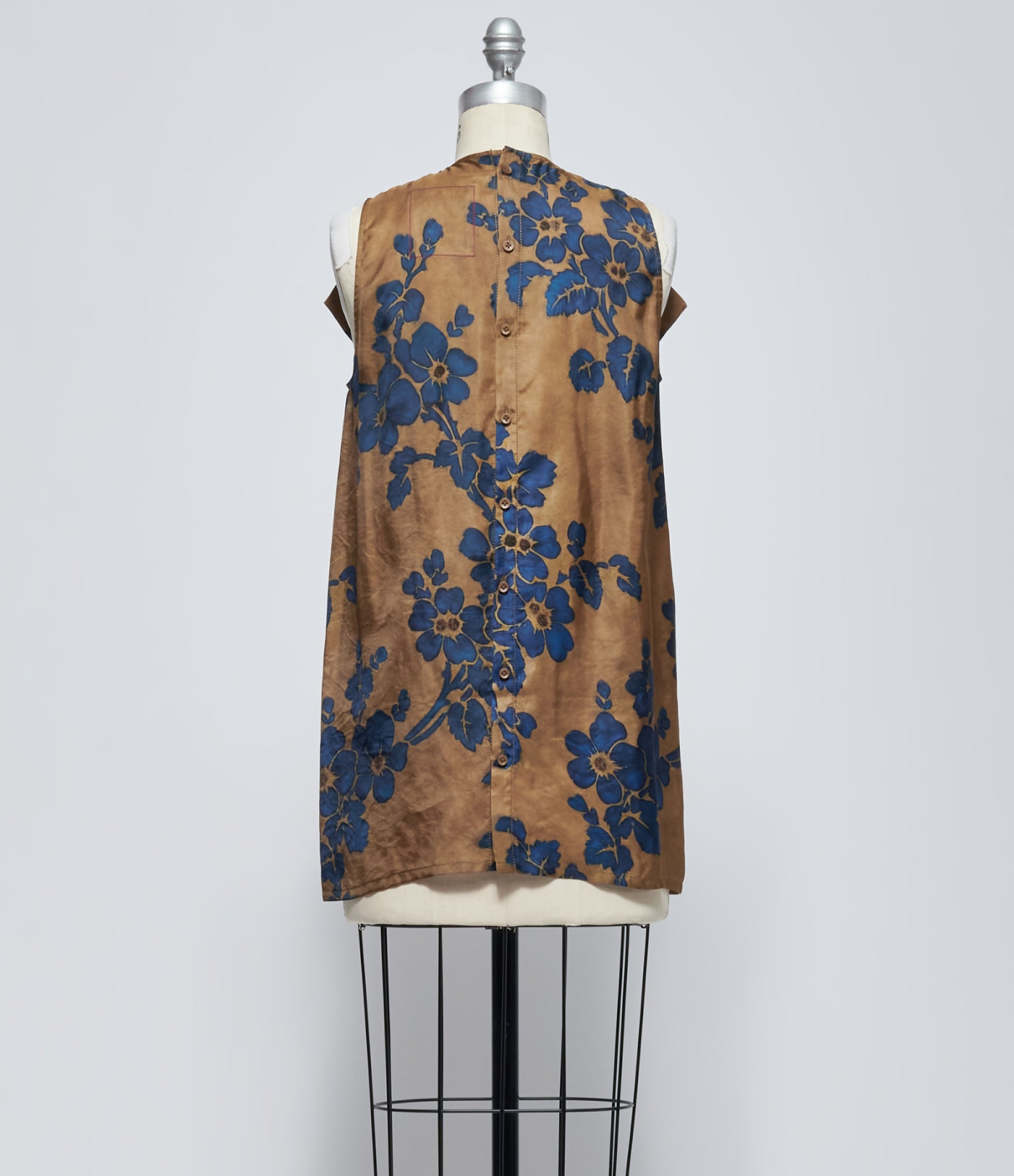 Uma Wang Women's Mustard/Blue Teet Floral Draped Top
