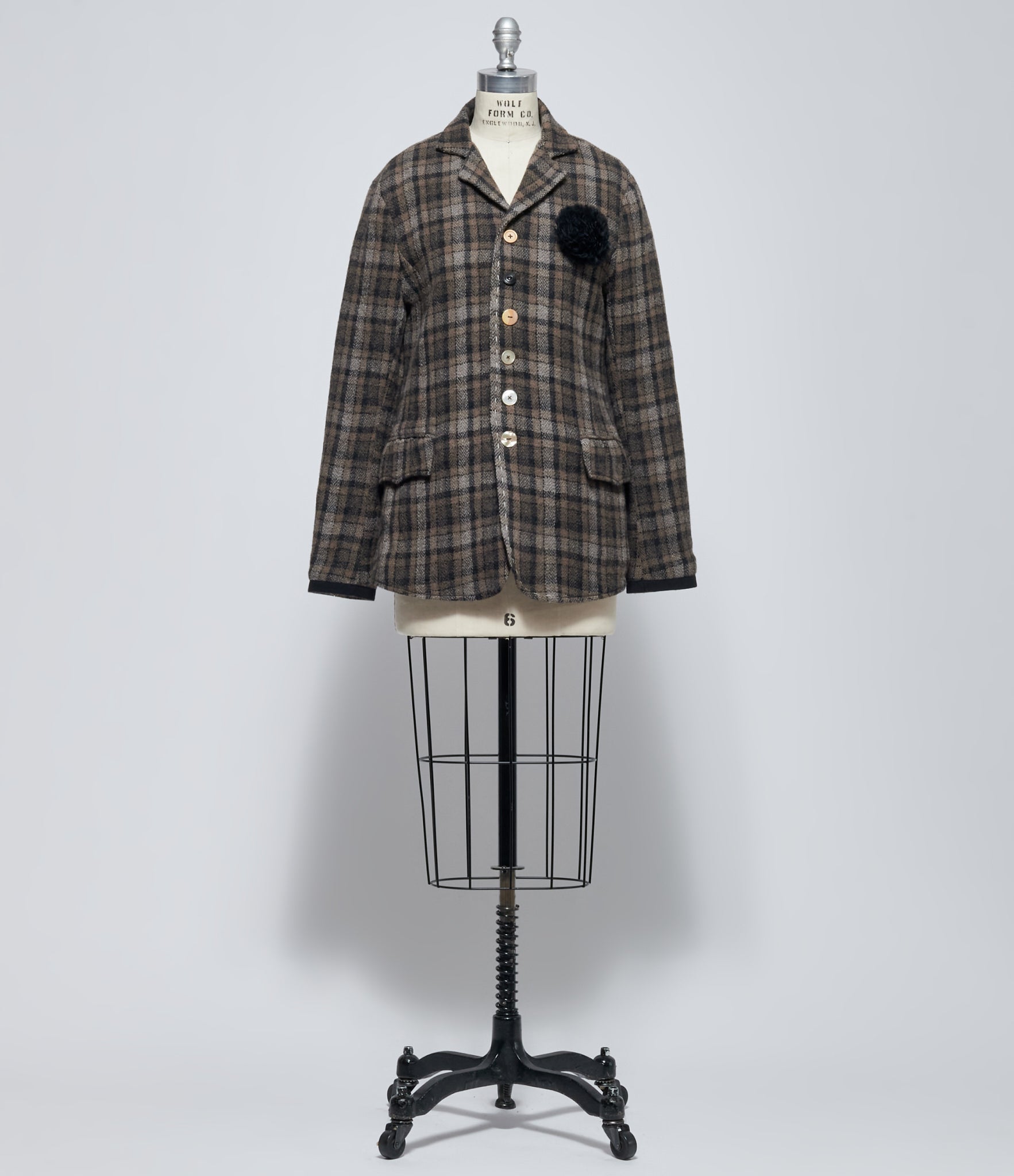 A Tentative Atelier Women's Madeline L'Engle Check Floral Checks Buttons Blazer