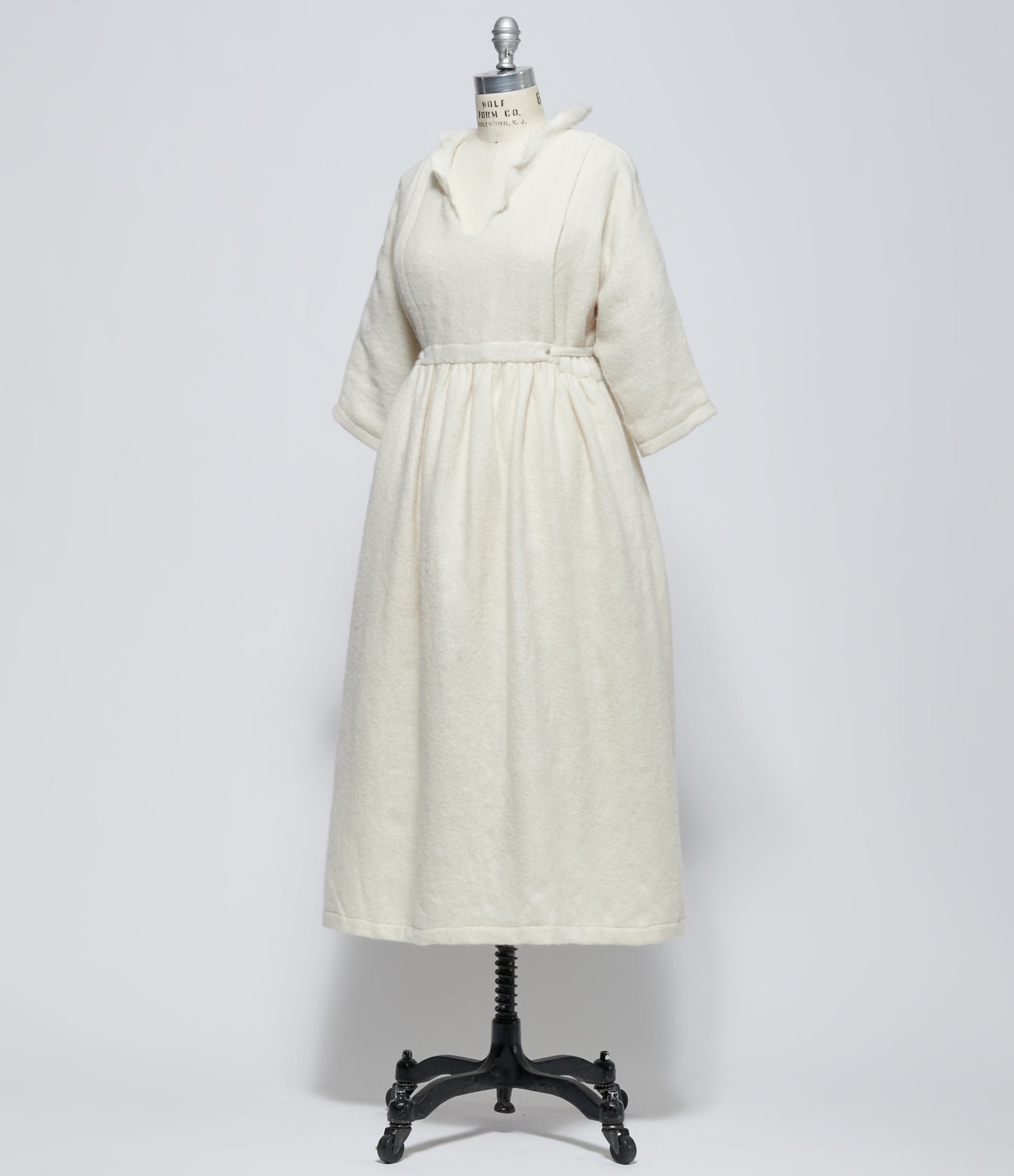 A Tentative Atelier Women's White Sinclair M Oversized V-Neck Wool Dress