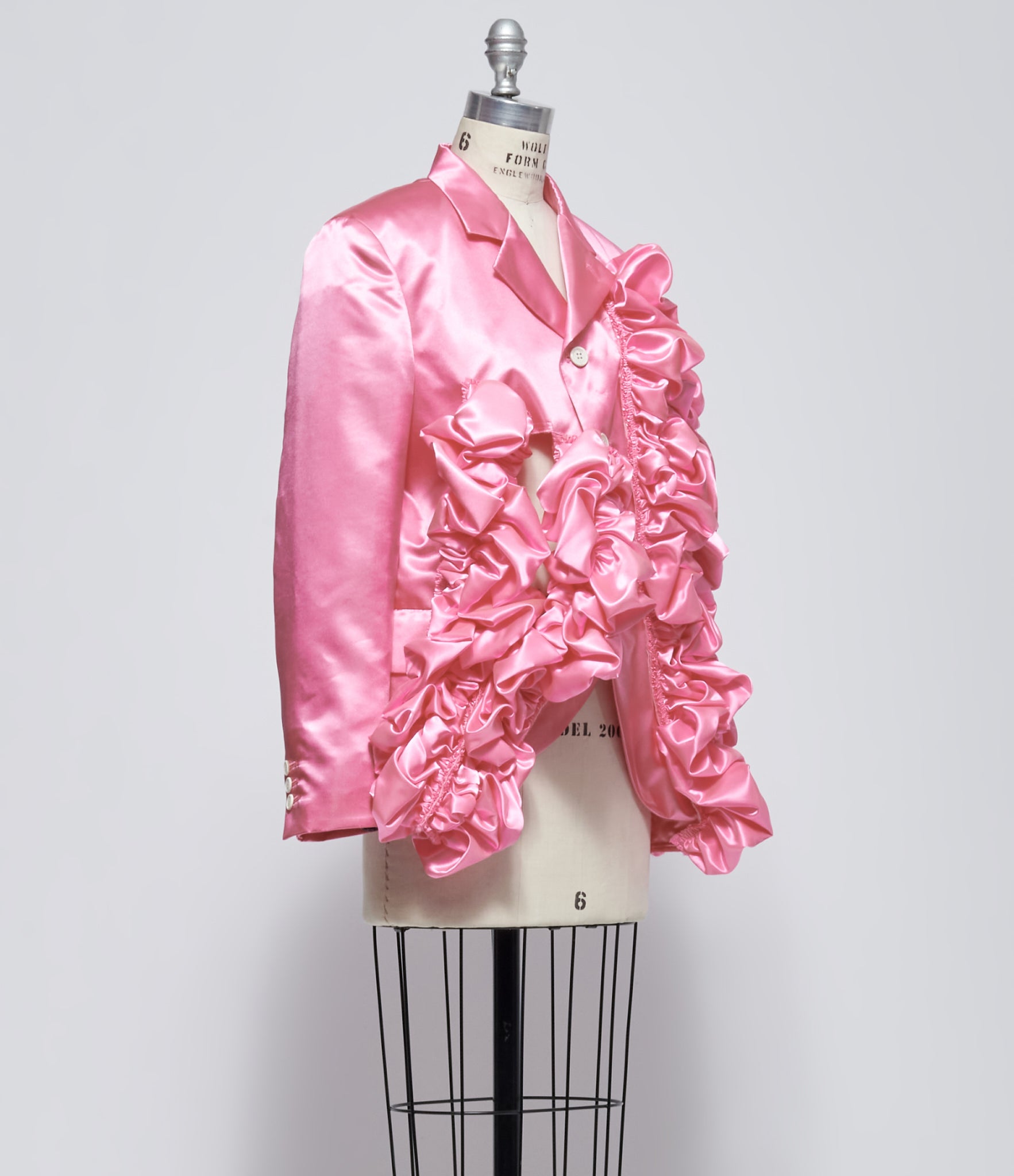 Comme des Garçons Women's Pink Ruffled Satin Jacket