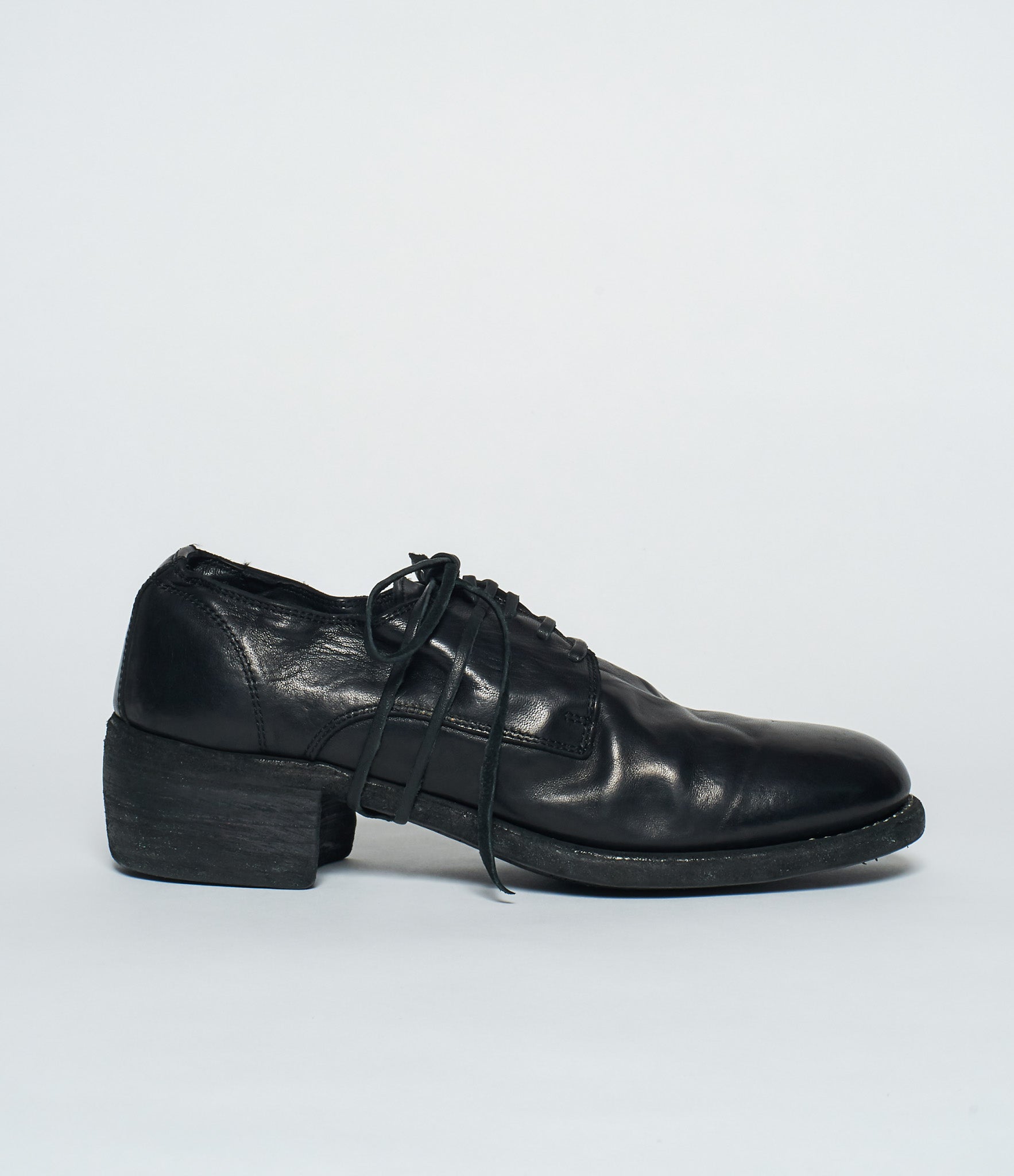 SS26 Mens Guidi 792Z Black Horse Full Grain Lined Stacked Derby