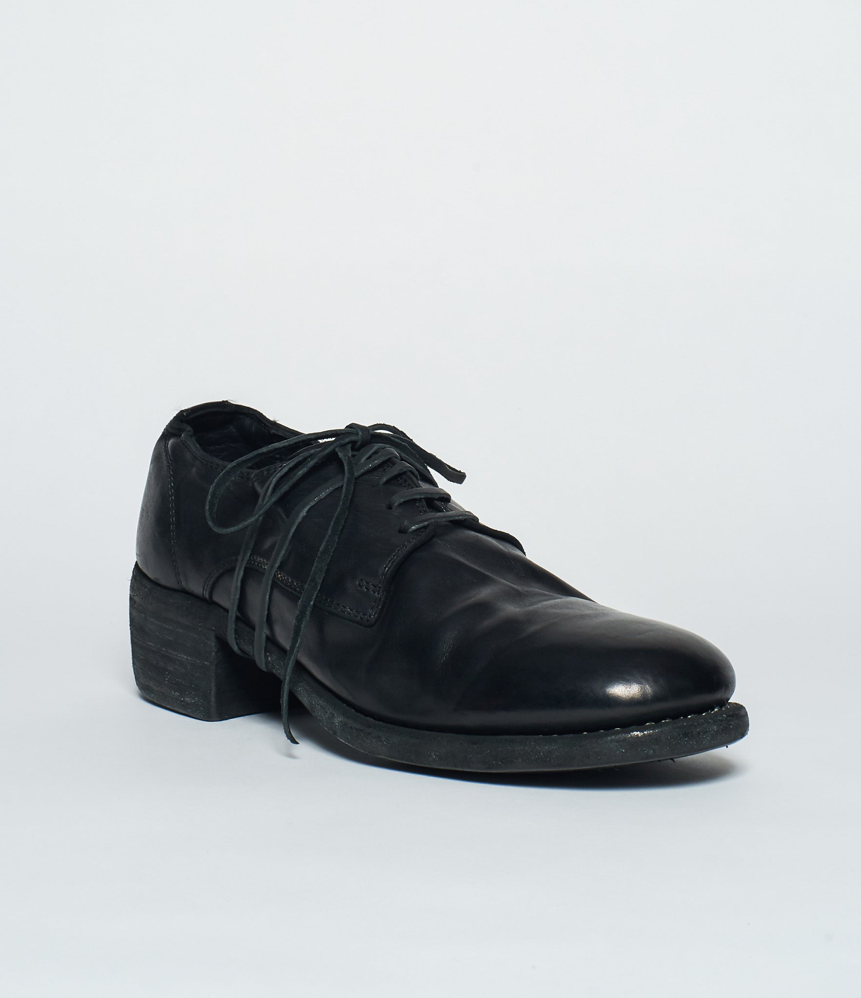 SS26 Mens Guidi 792Z Black Horse Full Grain Lined Stacked Derby