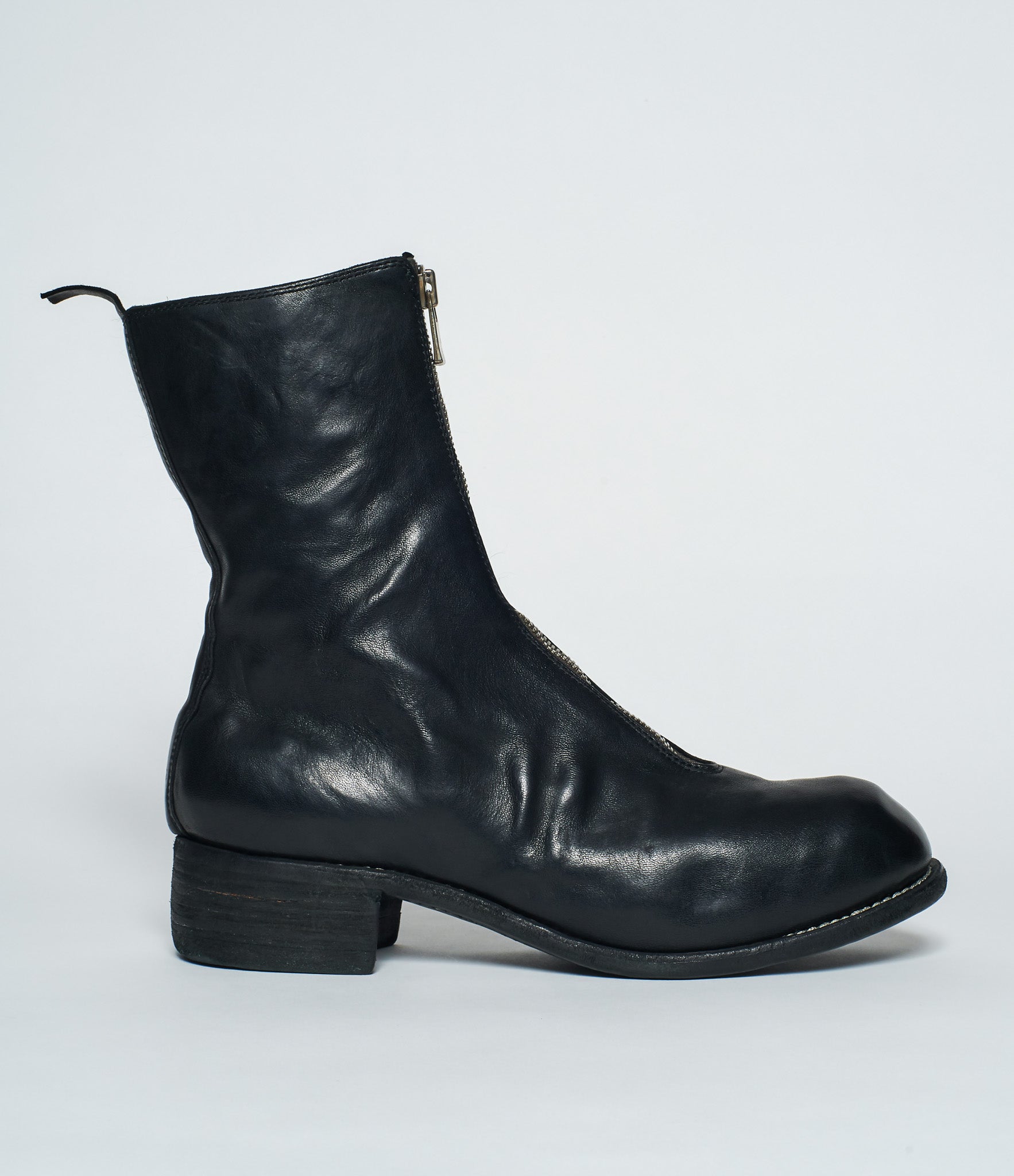 AW26 Guidi Men PL2 Front Zip Boots Horse Leather Higher Shaft Black