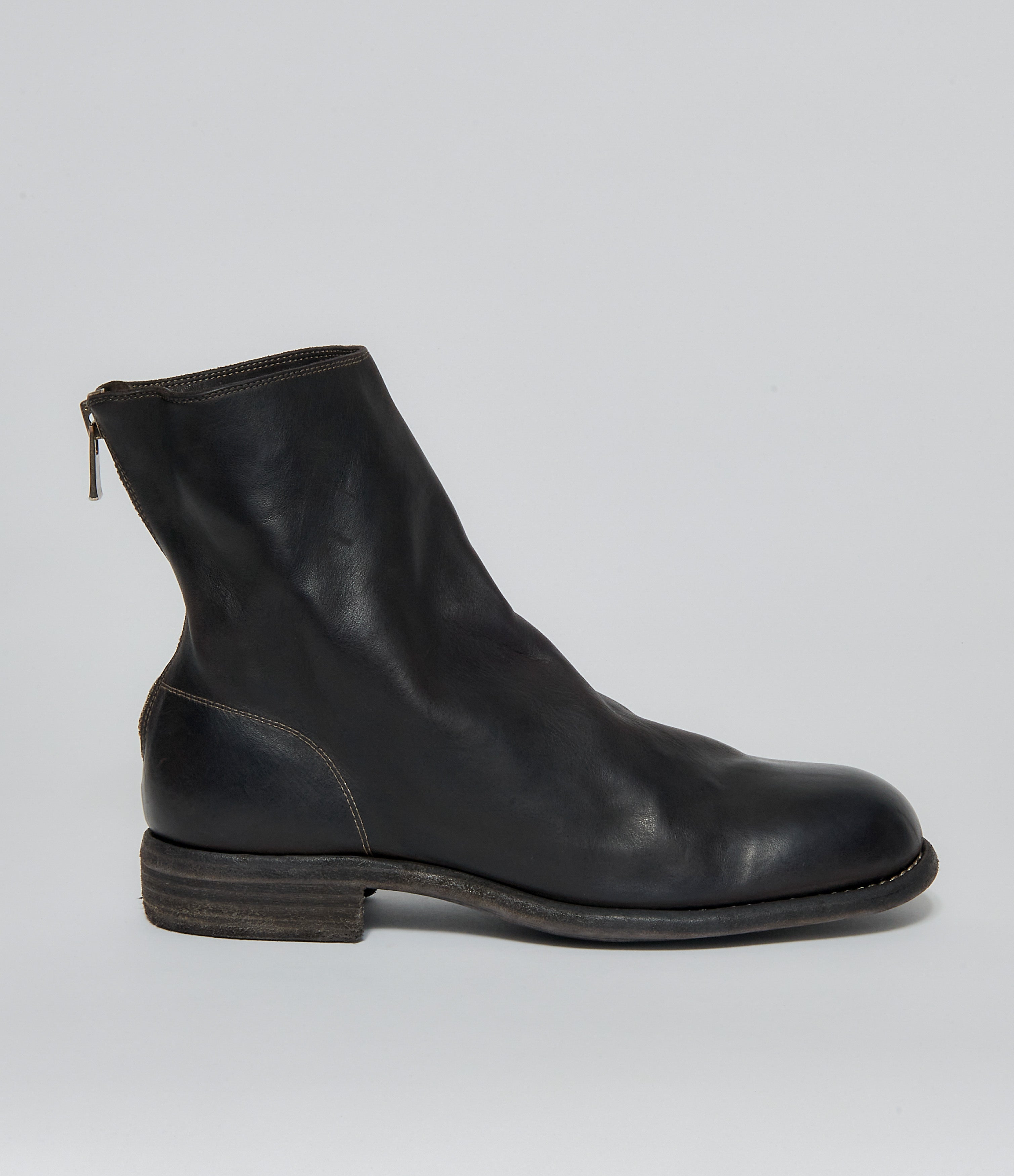 AW26 Guidi Men 986 Back Zip Flat Boots Horse Dark Brown
