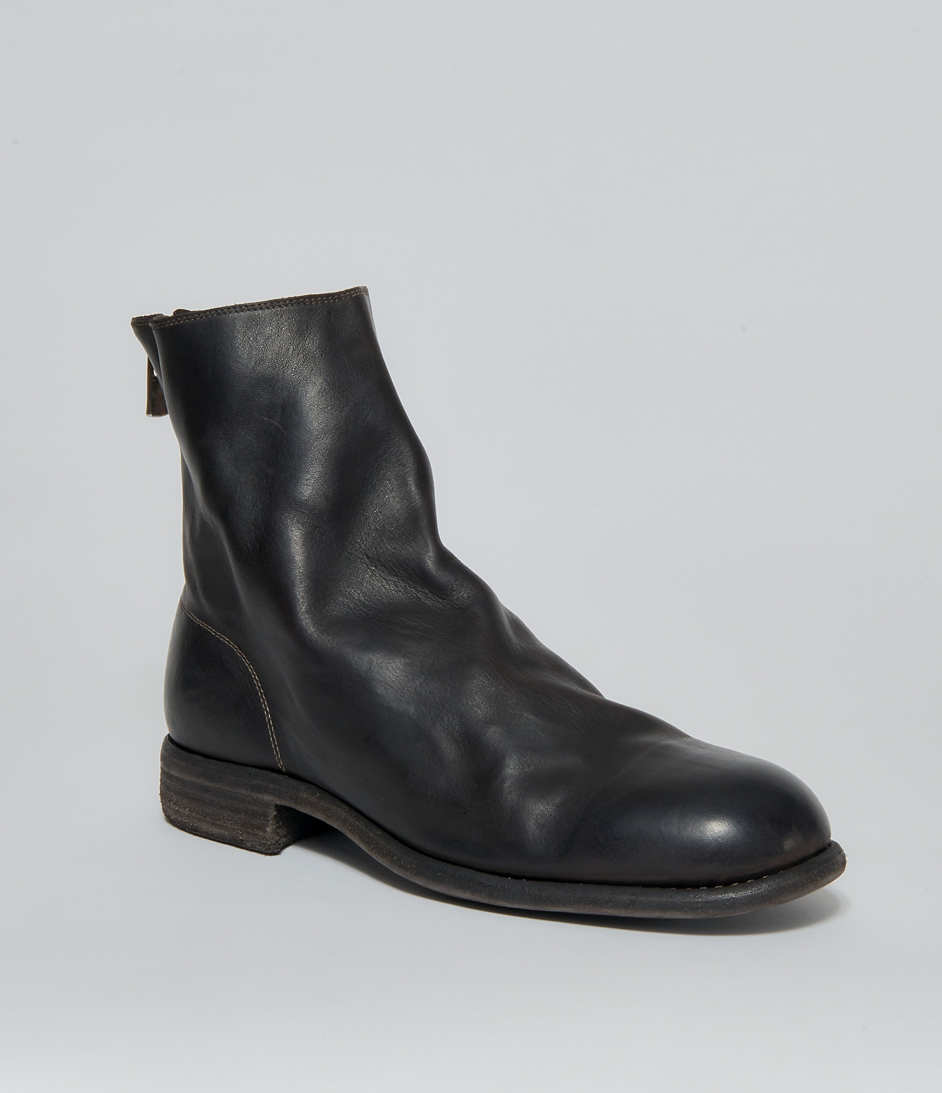 AW26 Guidi Men 986 Back Zip Flat Boots Horse Dark Brown