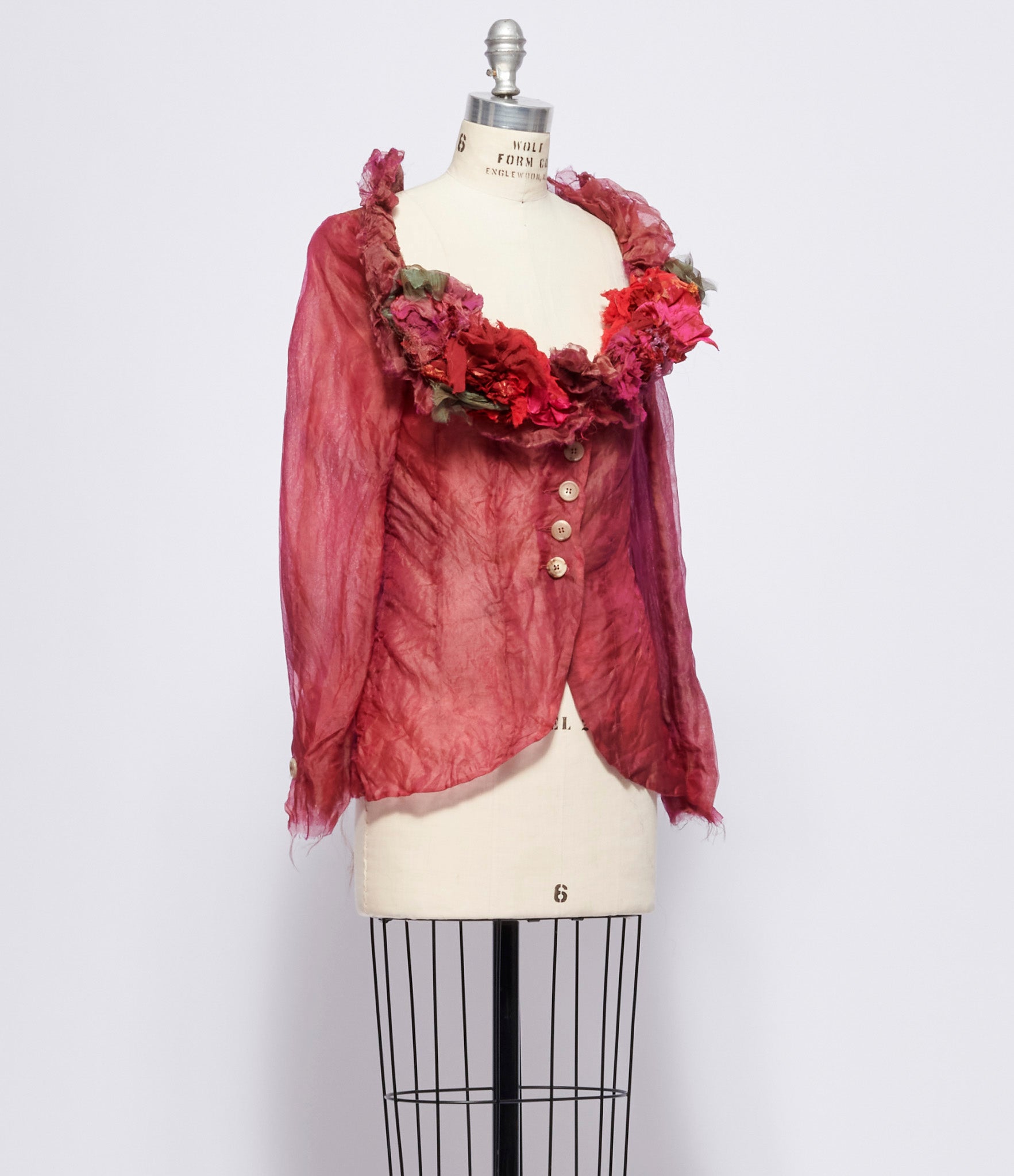Elena Dawson Indian Rose Silk Organza Low Ruff Jacket Tapestry