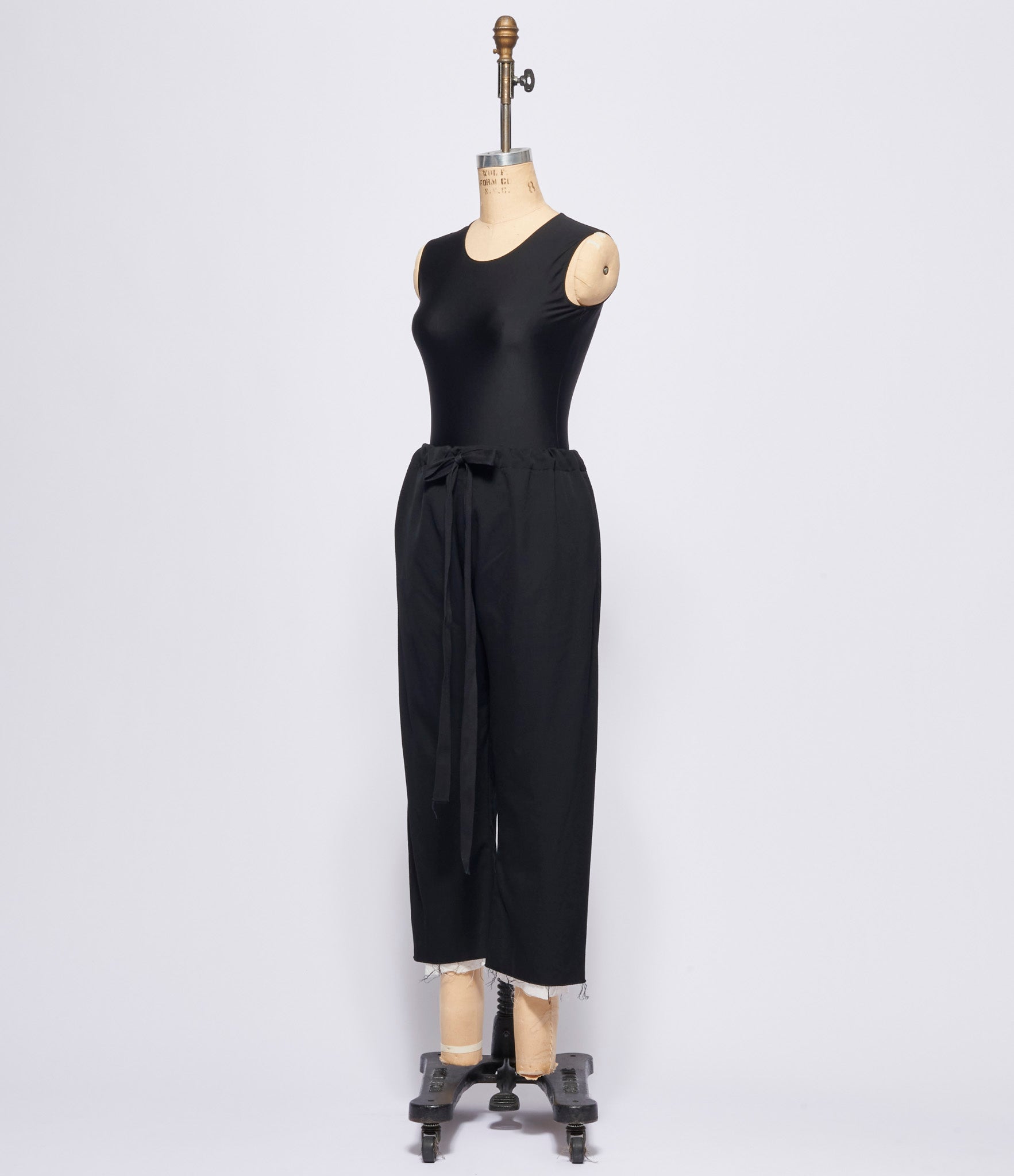 Elena Dawson Black Wool Medium Drawstring Lined Side Pocket Pants