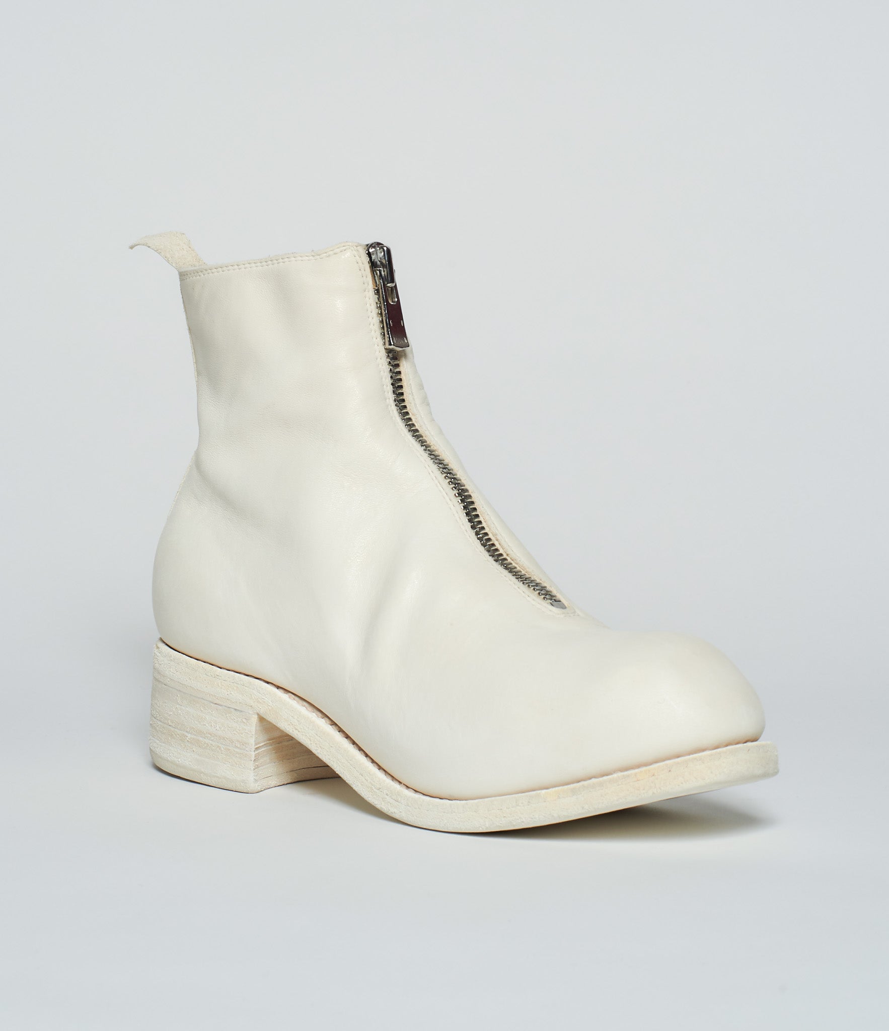 Guidi PL1 White Soft Horse Full Grain Front Zip Ankle Boots