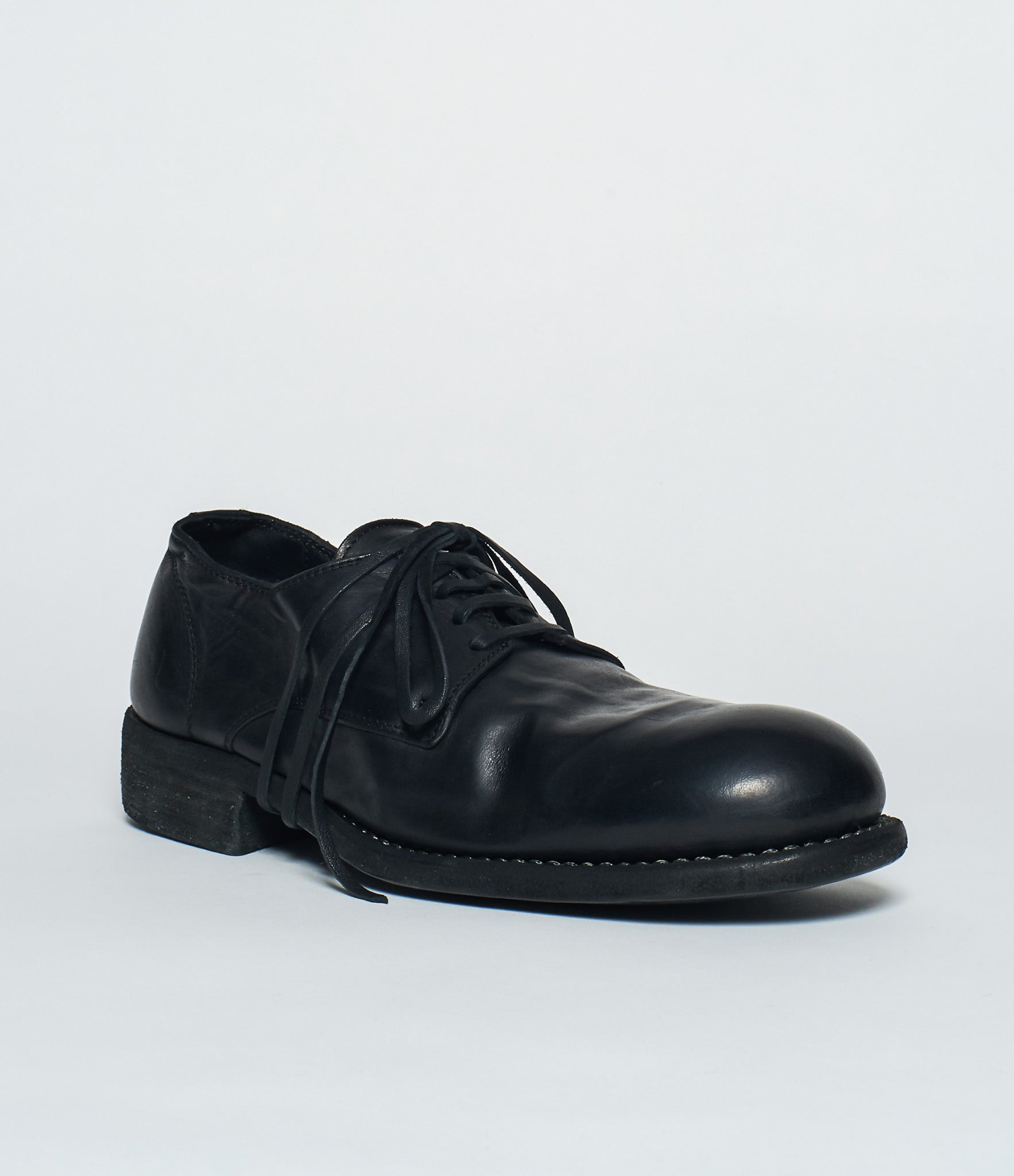 Guidi Womens 992 Black Baby Calf Full Grain Lined Classic Derby Sole Leather