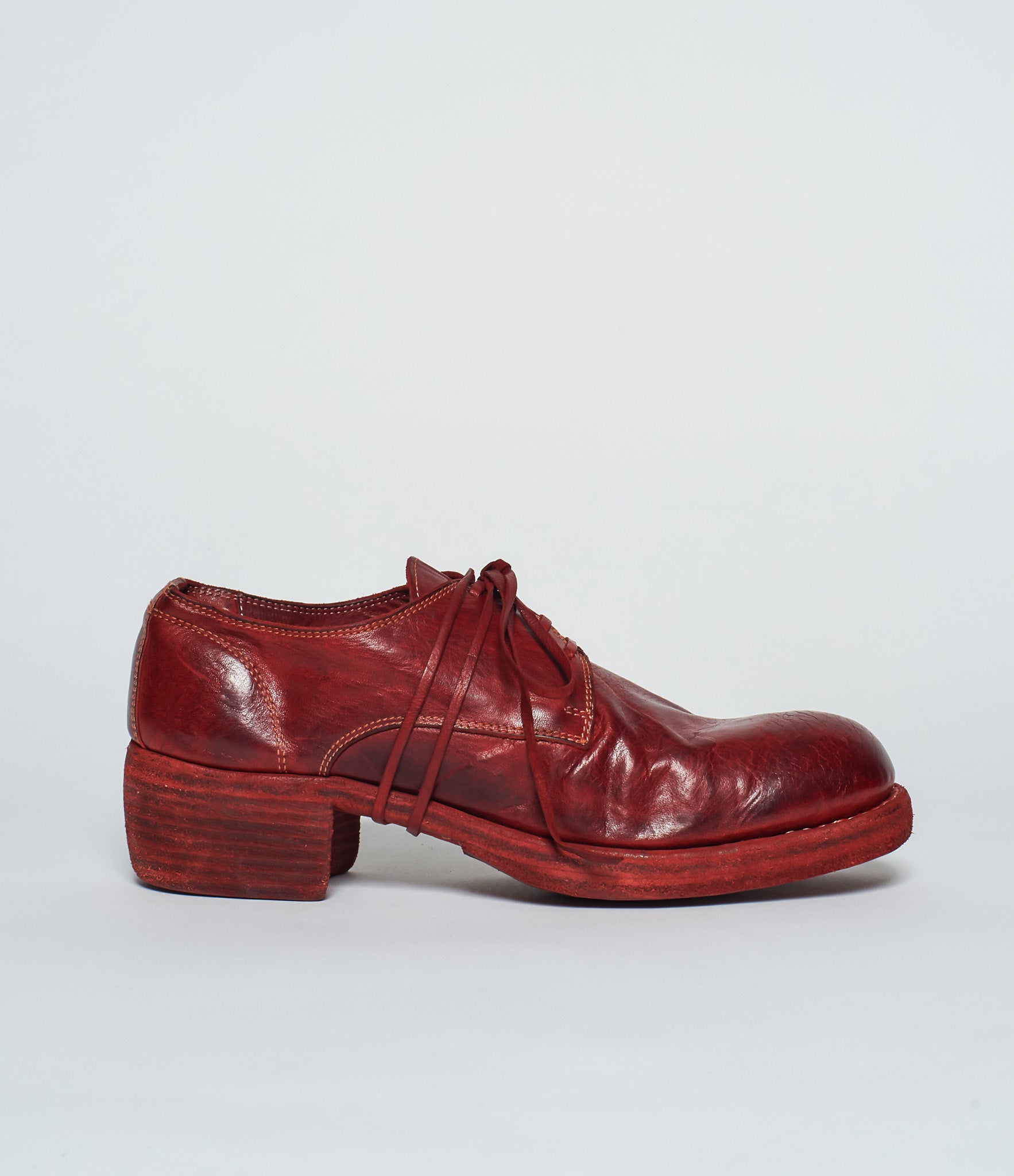 Guidi 792Z Red Goat Full Grain Lined Classic Derby, Thick Soled