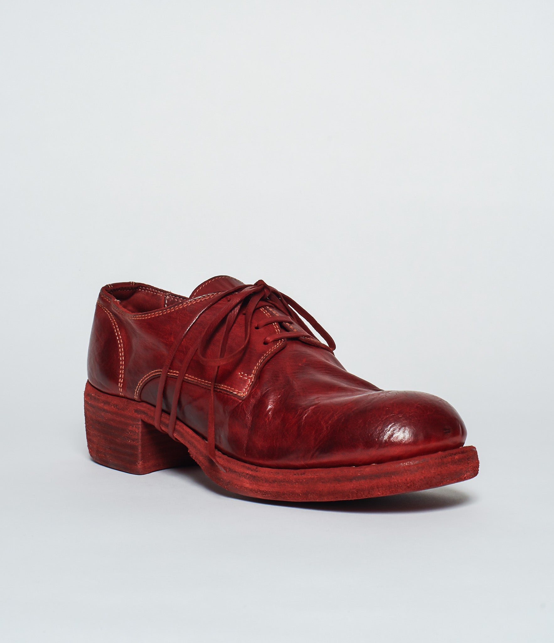 Guidi 792Z Red Goat Full Grain Lined Classic Derby, Thick Soled