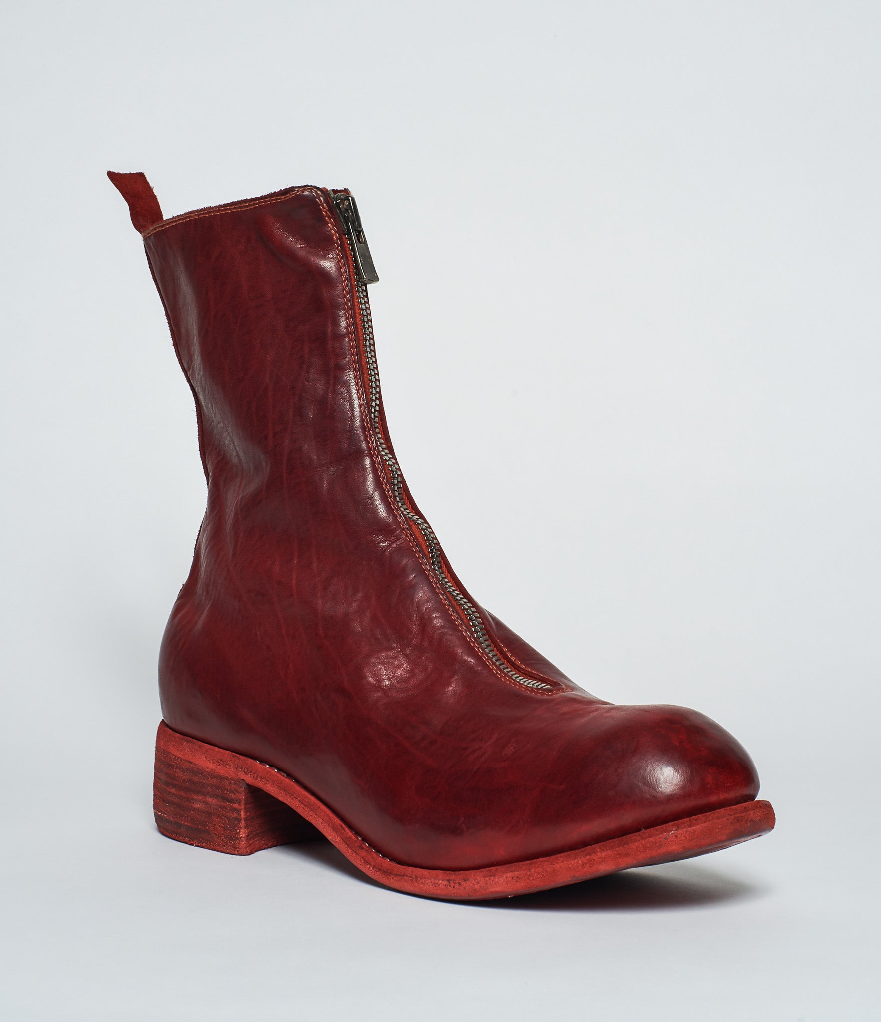 Guidi PL2 Red Horse Full Grain Front Zip Calf-Length Boots