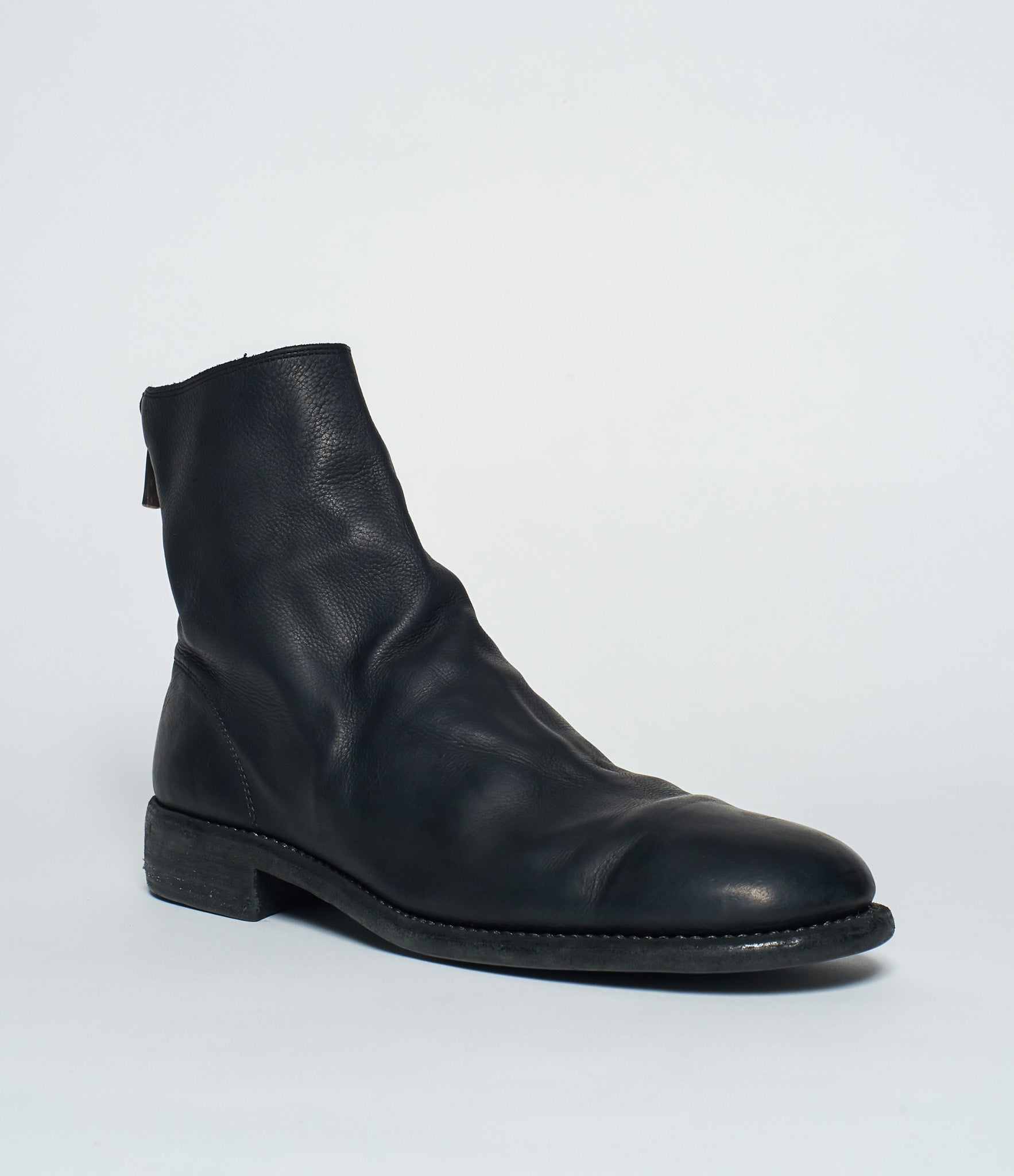 FW23 Guidi 986 Black Baby Calf Full Grain Back Zip Boots