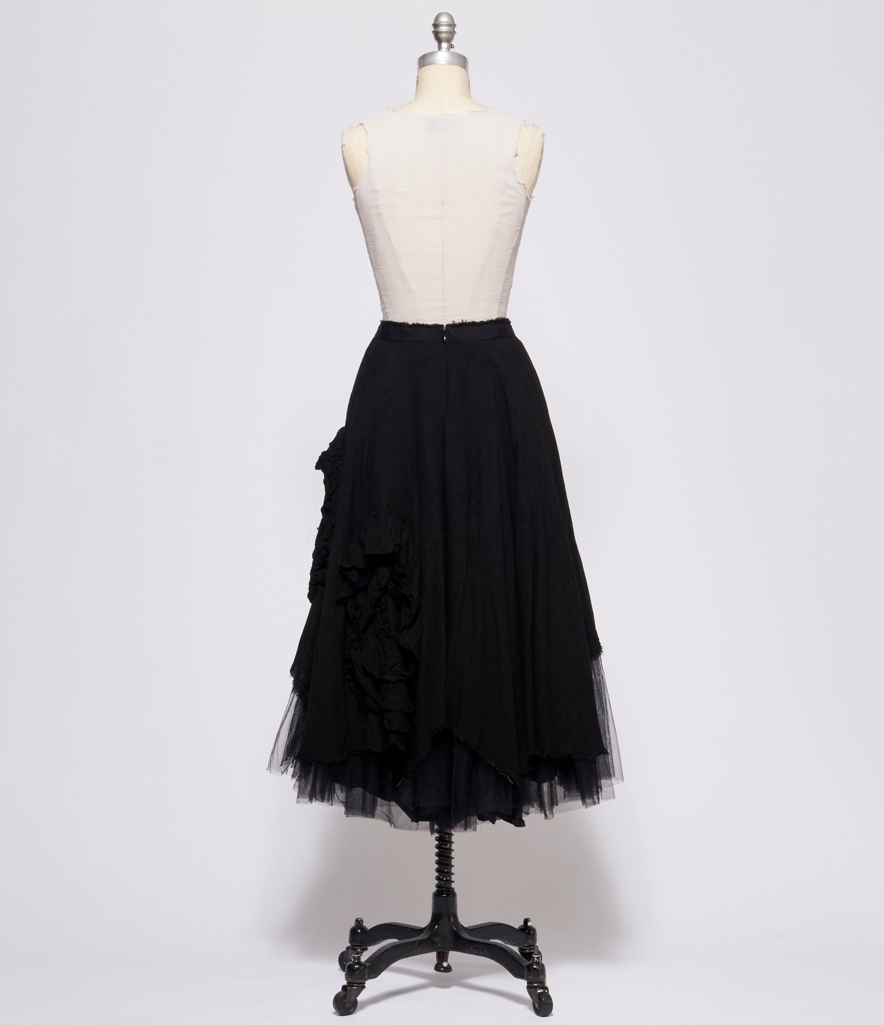 Marc Le Bihan Black 3 layers Floral Motif Skirt