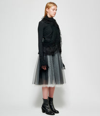 Marc Le Bihan Black Wool Silk Paneled Lace Stretch Jacket