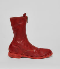 Guidi 310 Red Soft Horse Full Grain Front Zip Calf-Length Army Boots