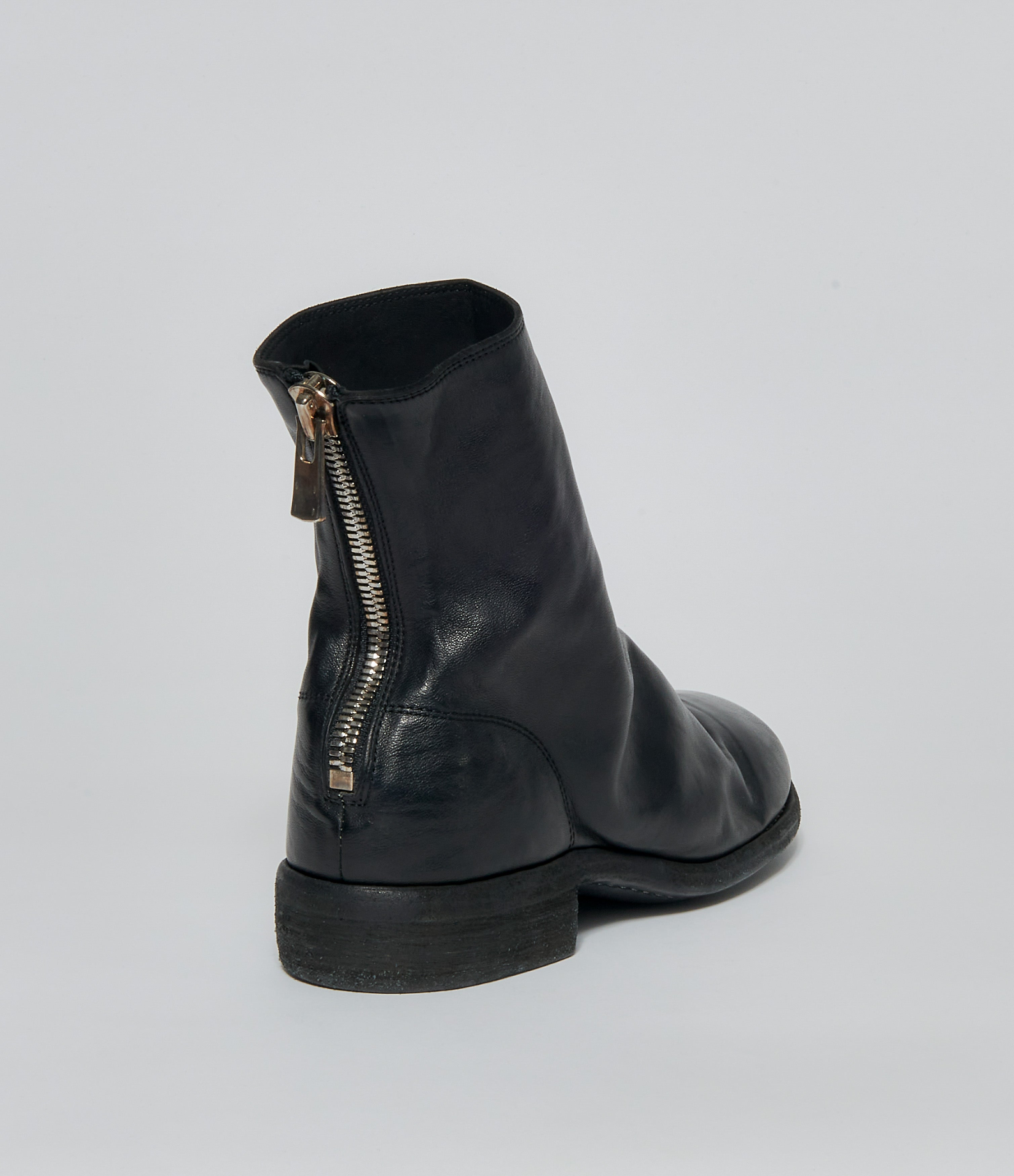 Guidi 796 Black Soft Horse Full Grain Back Zip Ankle Boots