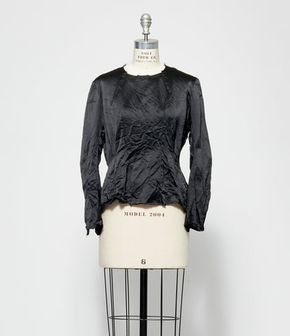 Elena Dawson Black Silk Satin Top Knot Top