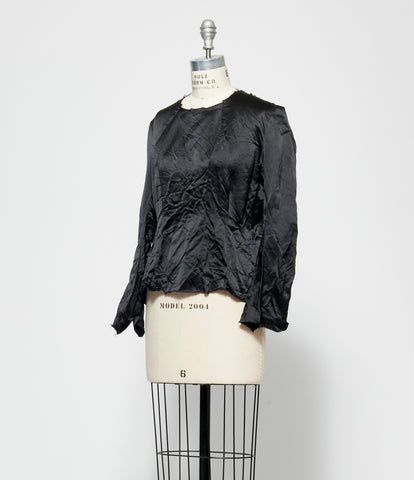 Elena Dawson Black Silk Satin Top Knot Top