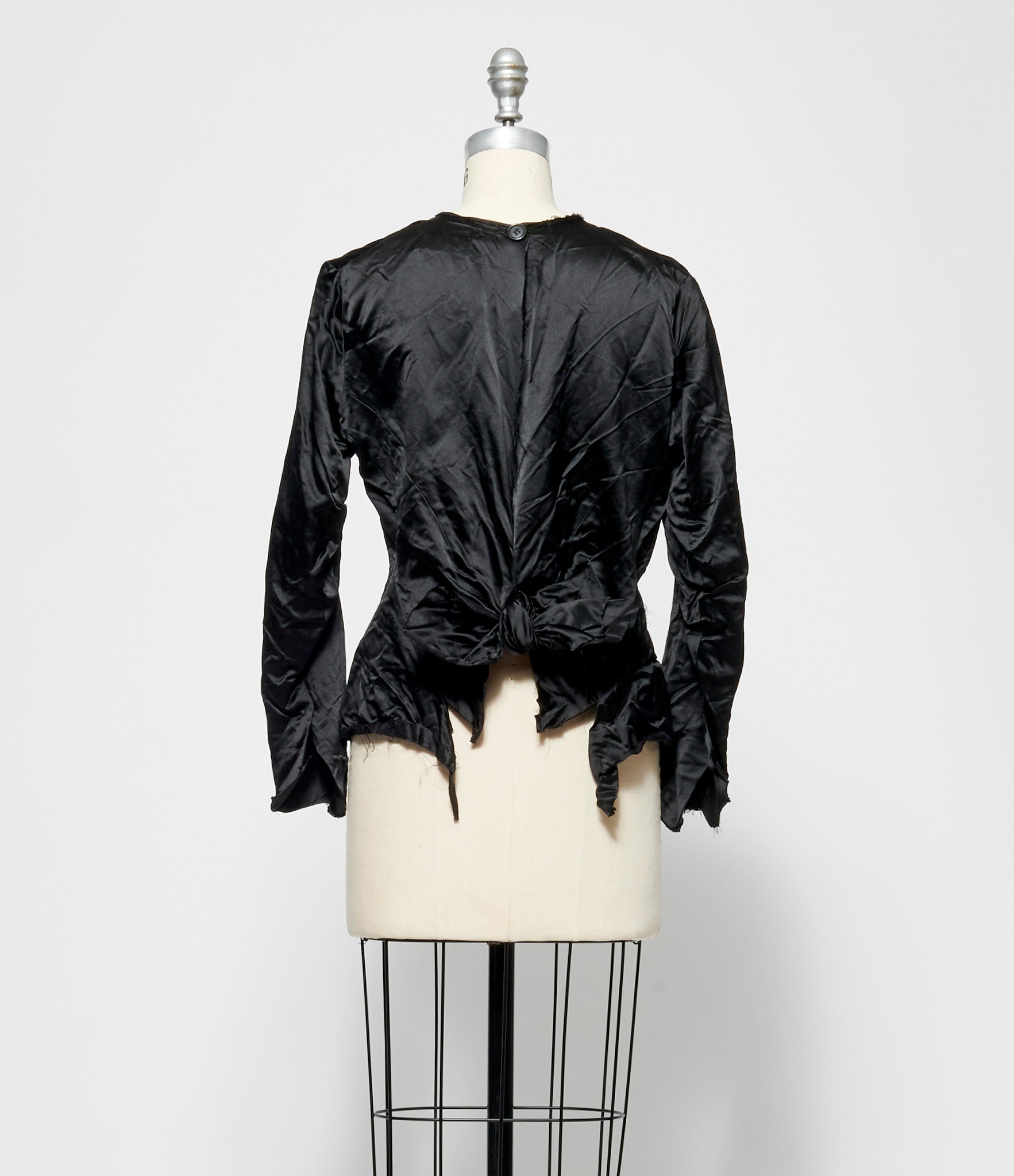 Elena Dawson Black Silk Satin Top Knot Top